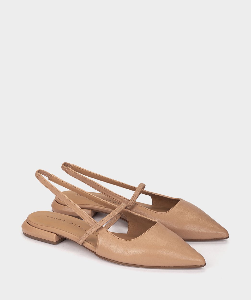 Ballet flats in camel leather, open at the heel. PEDRO MIRALLES Brown