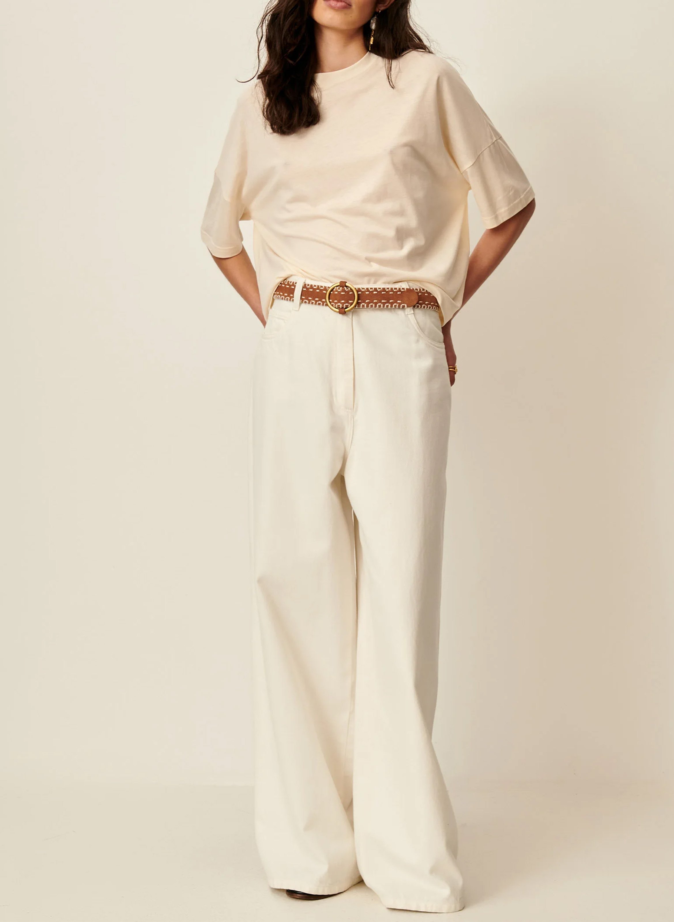 Oversize-T-Shirt mit Rundhalsausschnitt SESSUN Beige