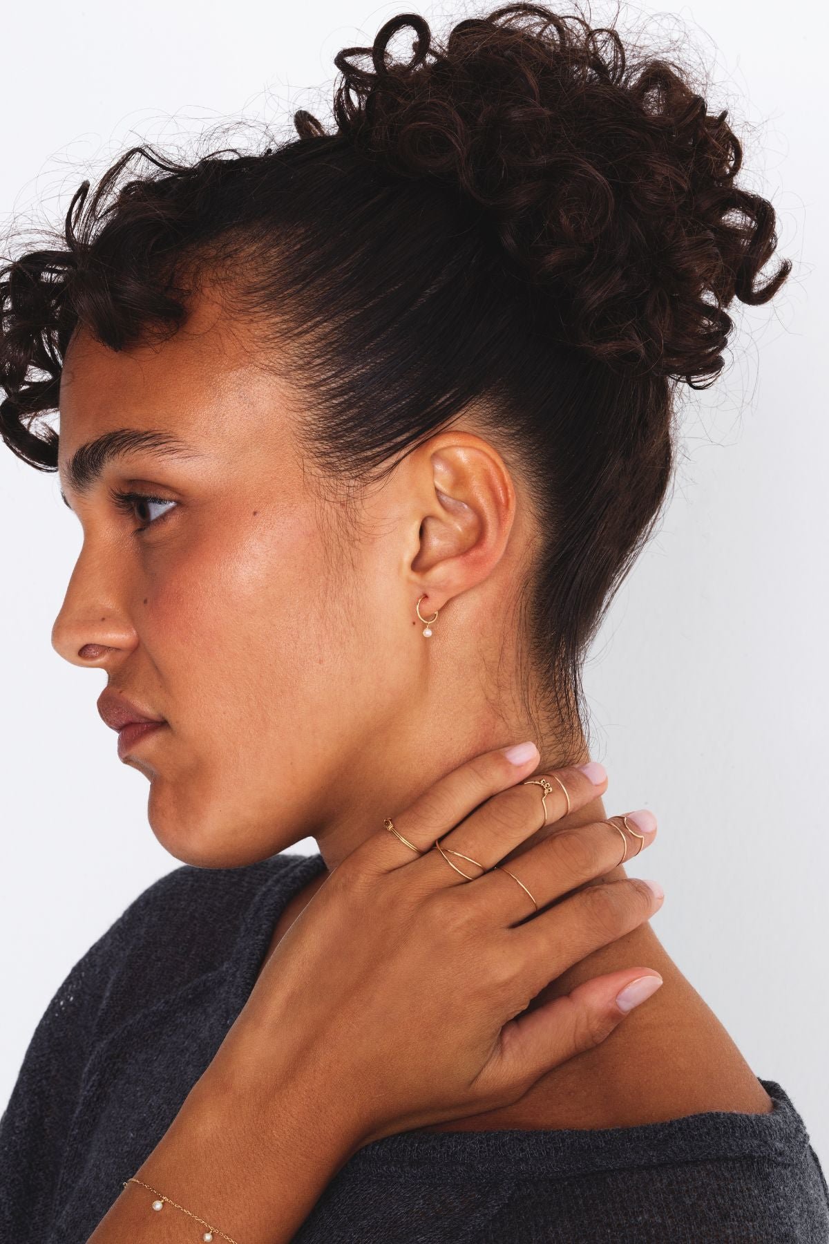 750 gold pearl creole earrings YAY White