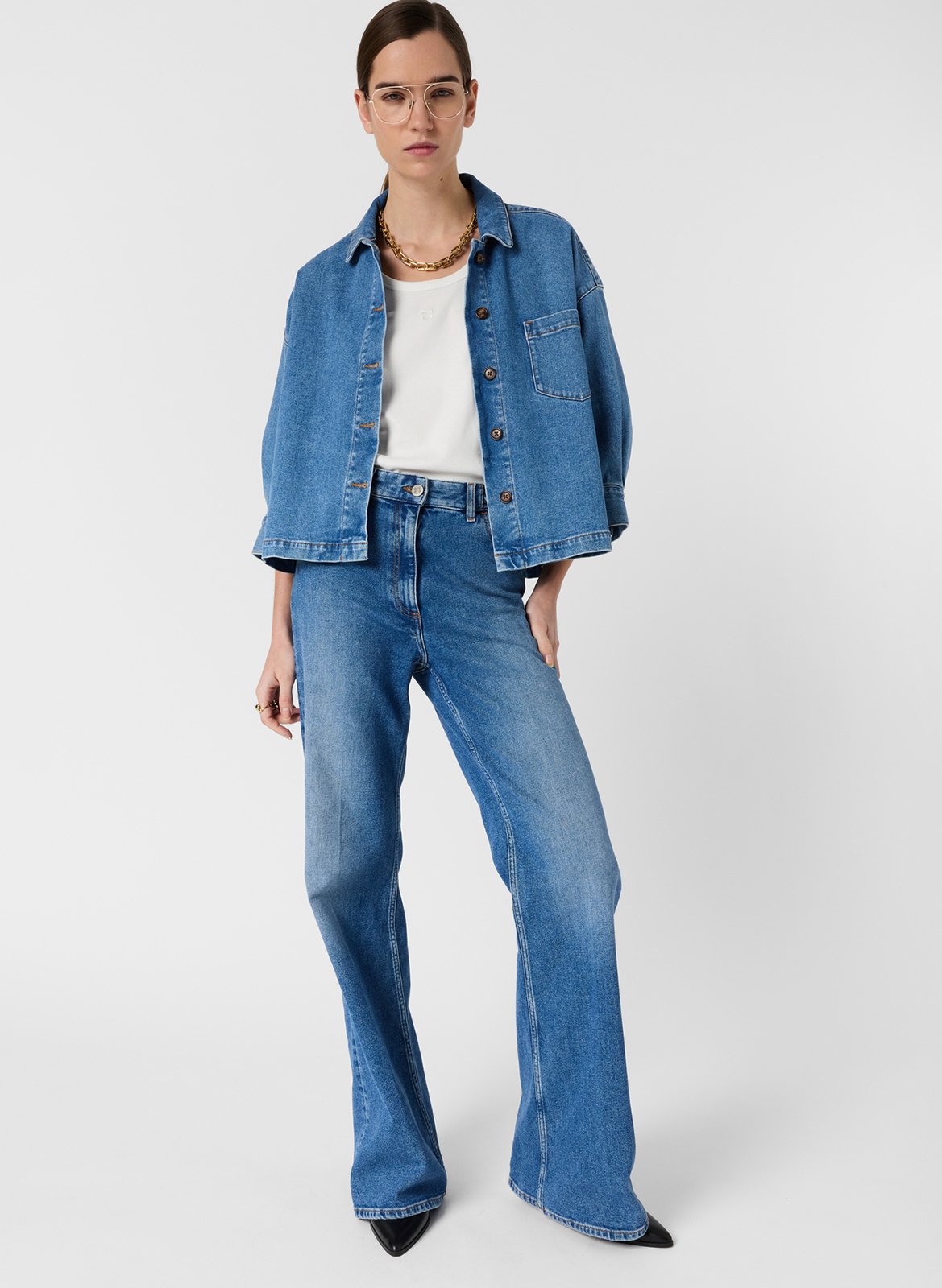 Cotton and linen shirt with classic collar GERARD DAREL Blue