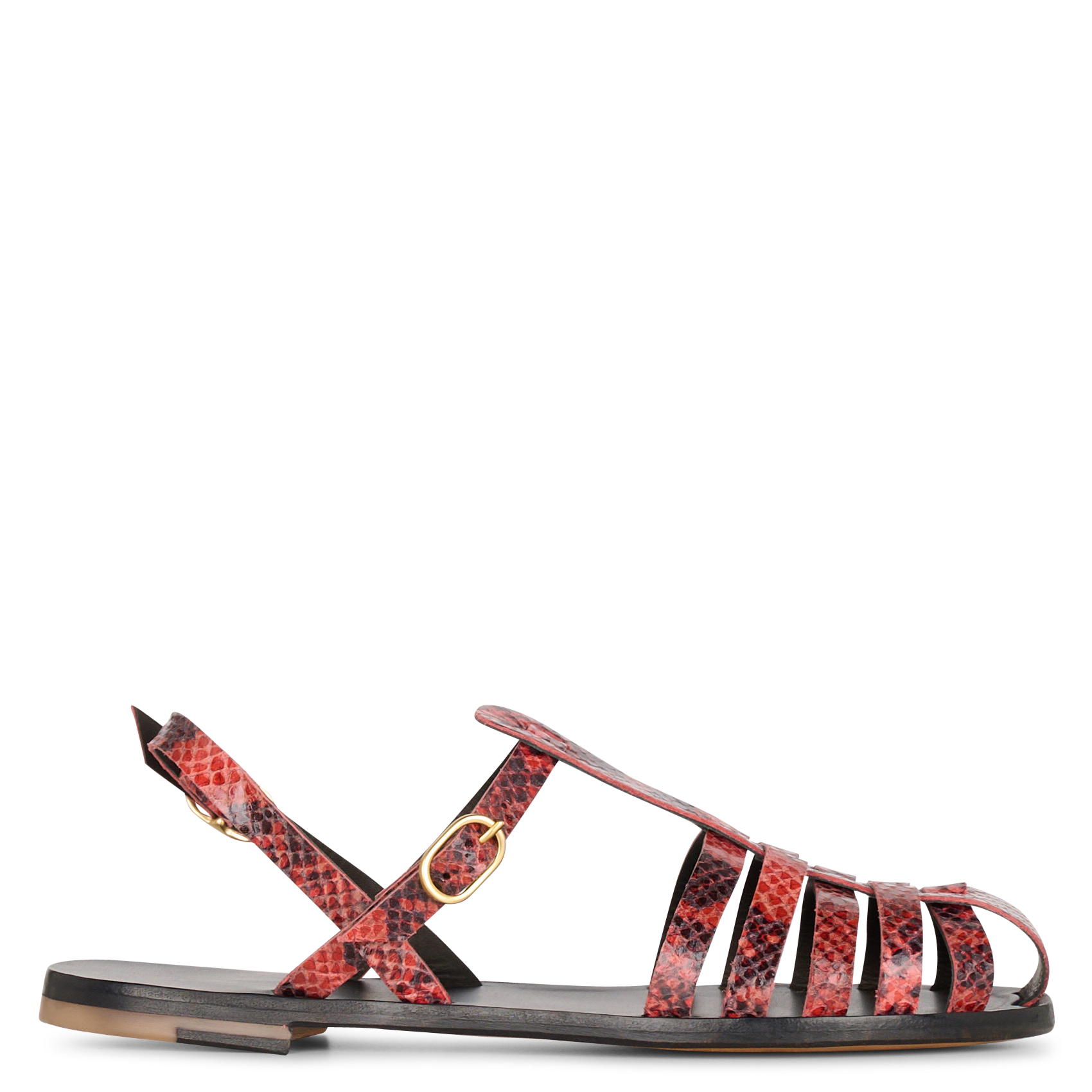 Fisherman sandalen van python-look leer MAMA PRAIA Rood