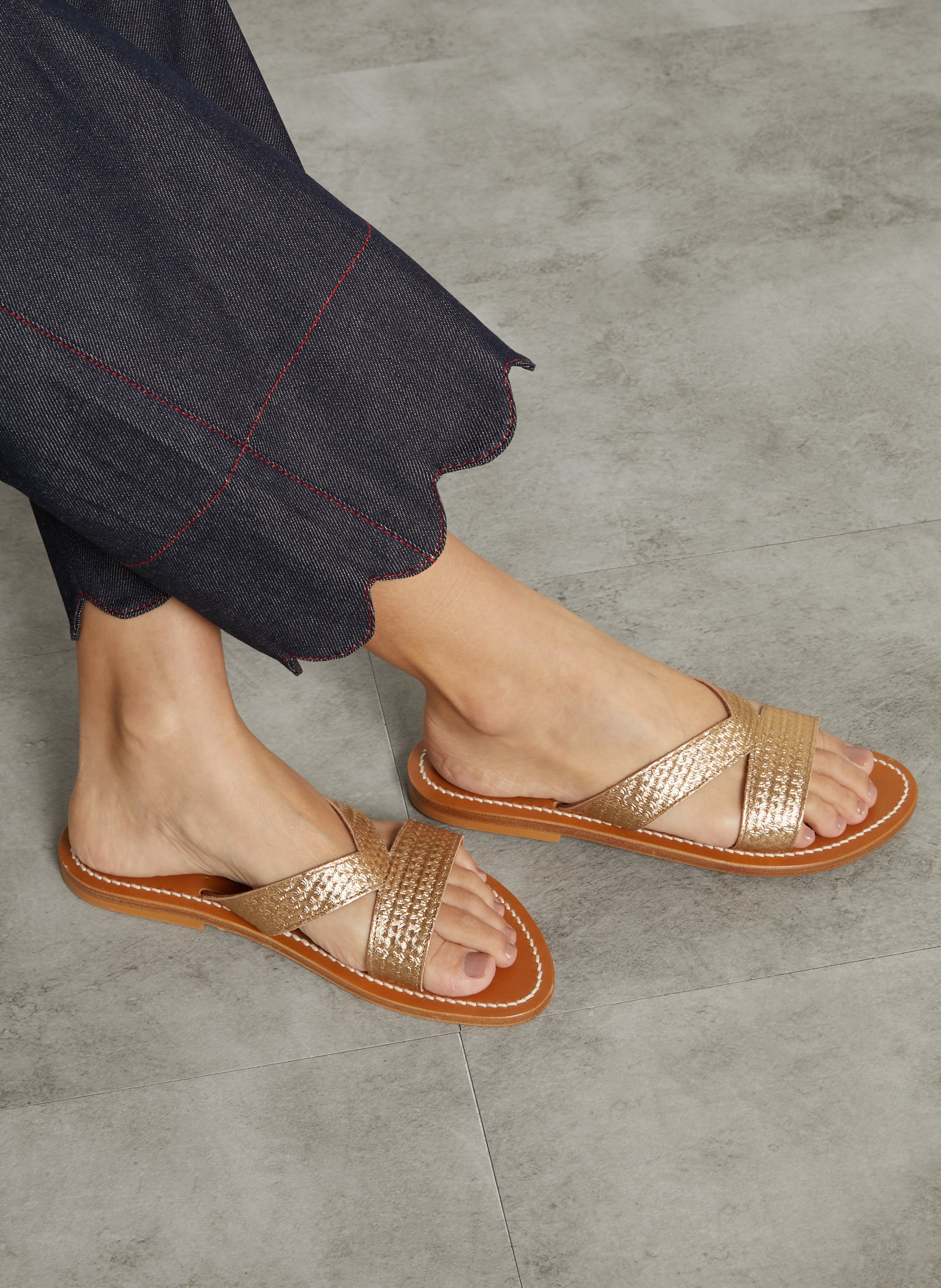 Sandales paltes en cuir K JACQUES Doré