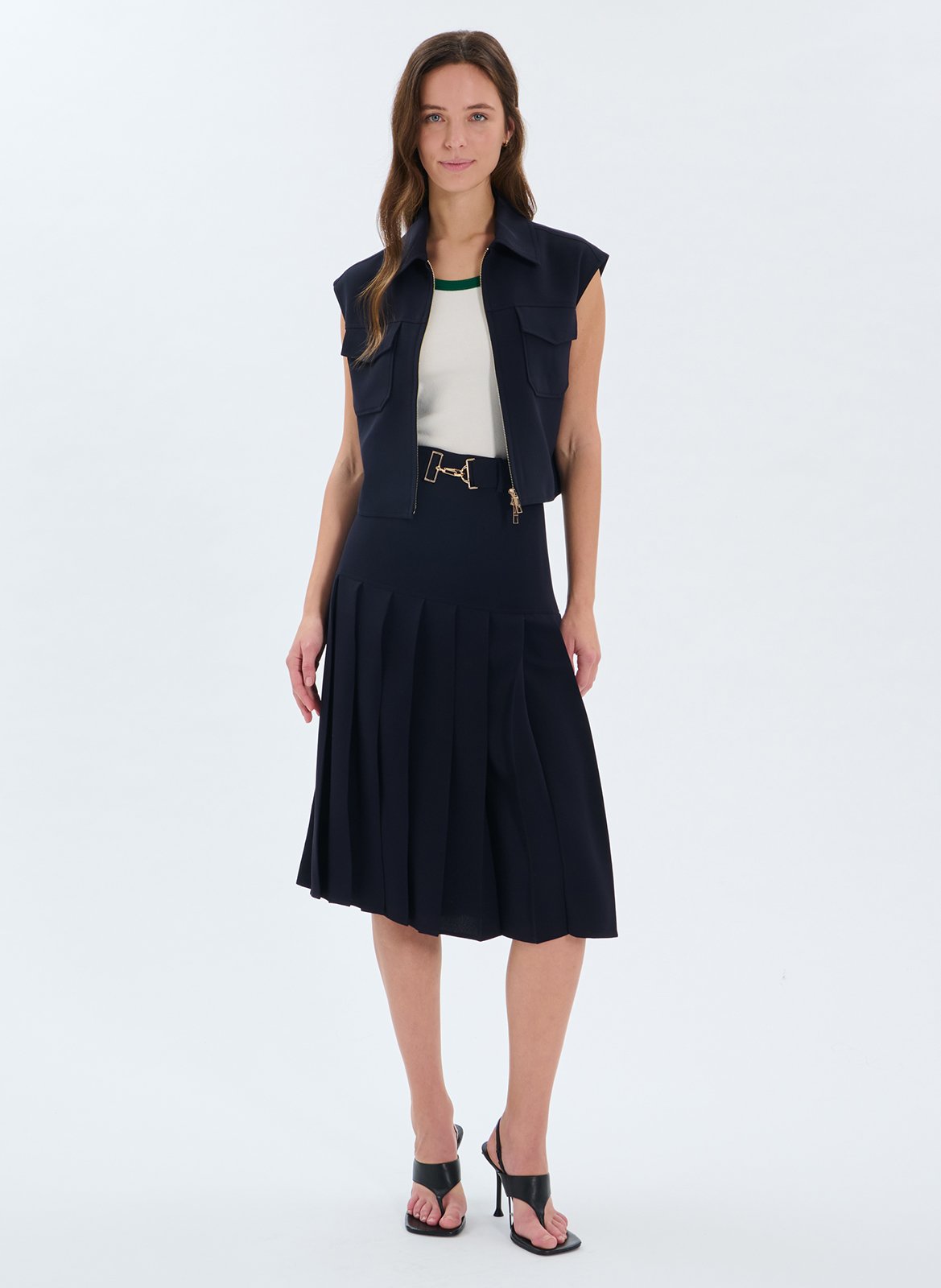 Rechte rok met plooien  ZAPA Blauw