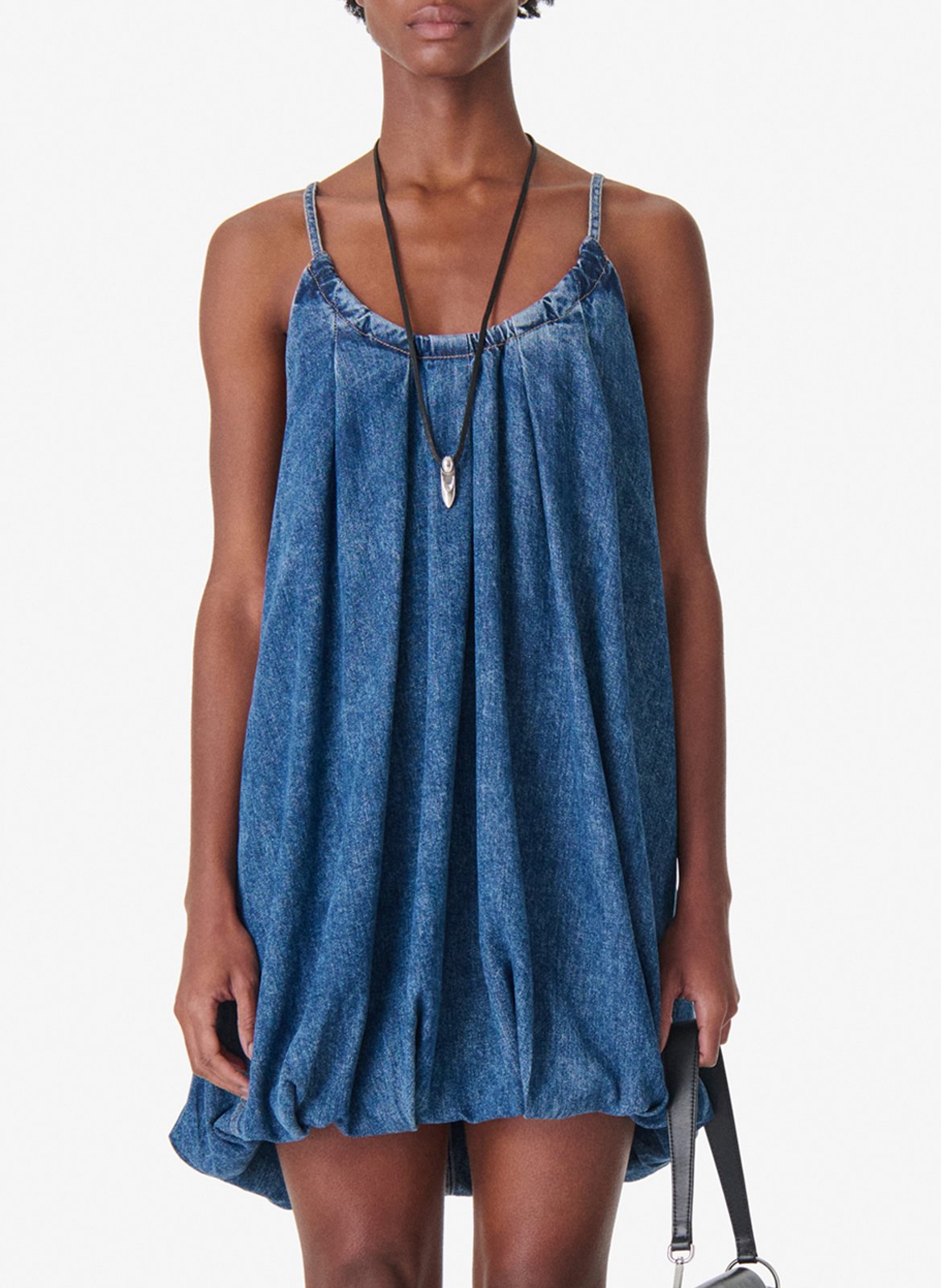 Korte jurk van katoen met ronde hals IRO Blauw