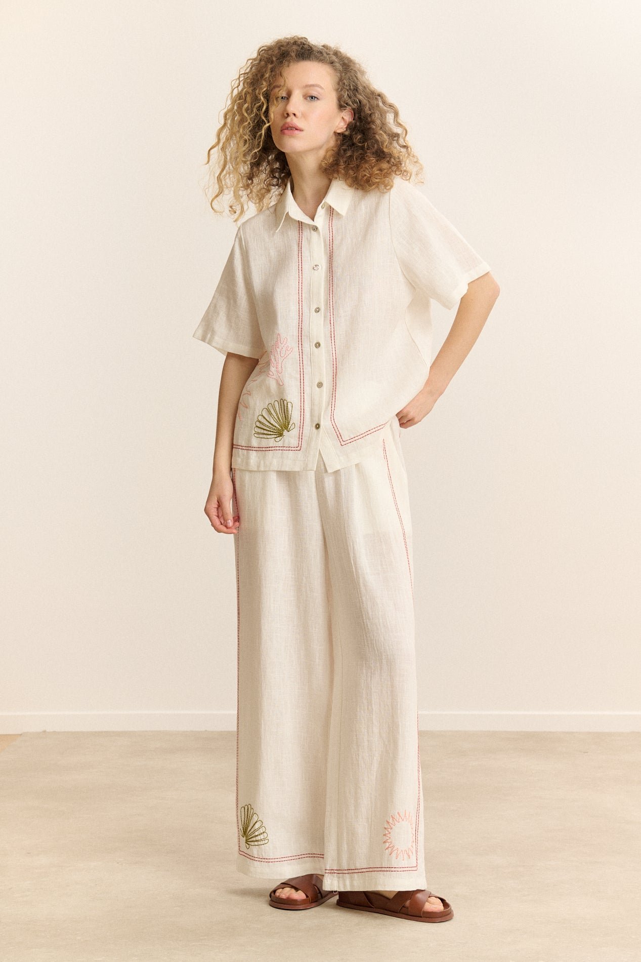 Short-sleeved embroidered shirt GARANCE PARIS White