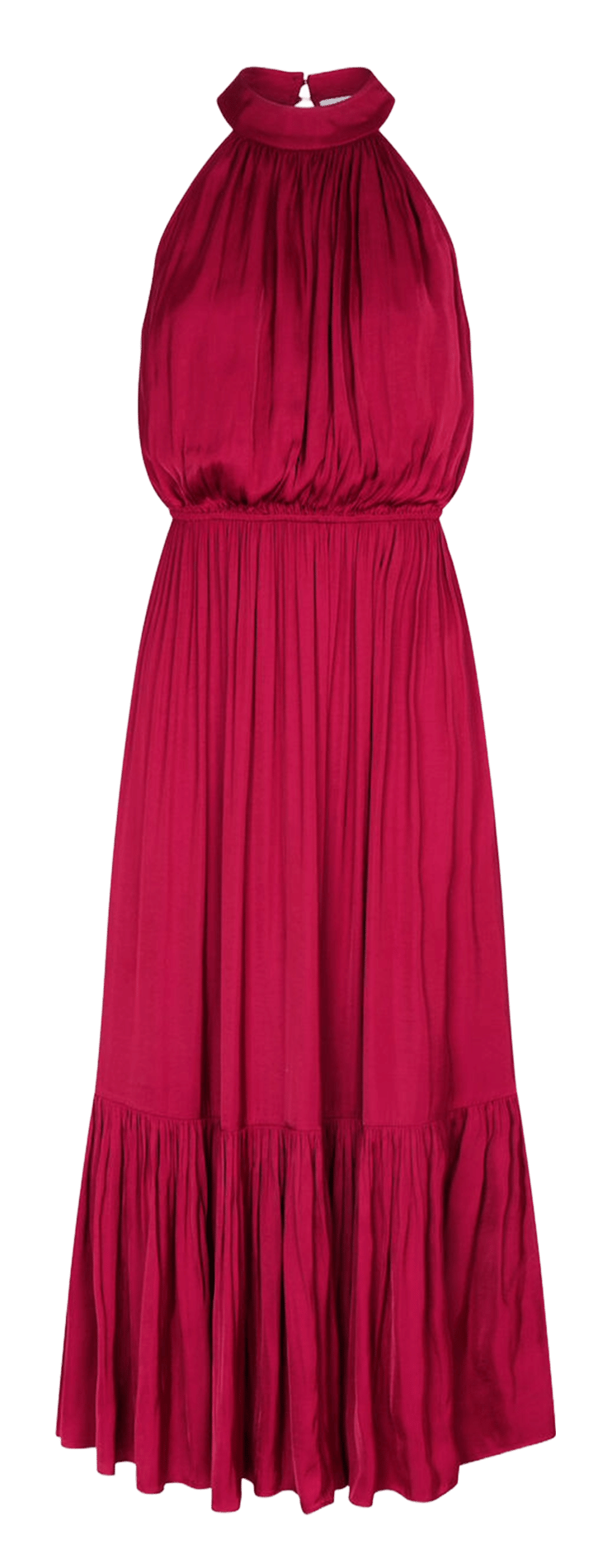 Long flared crew-neck dress | Red MORGAN Women