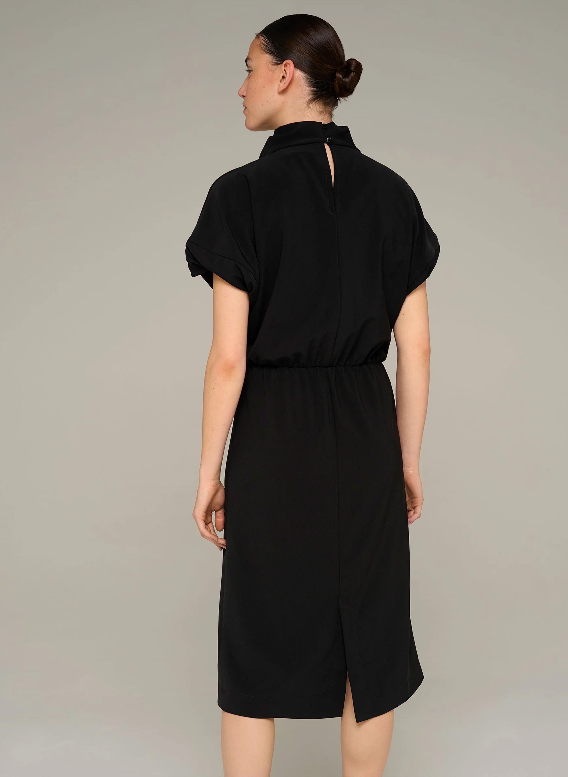 Solid straight midi dress COTELAC Black