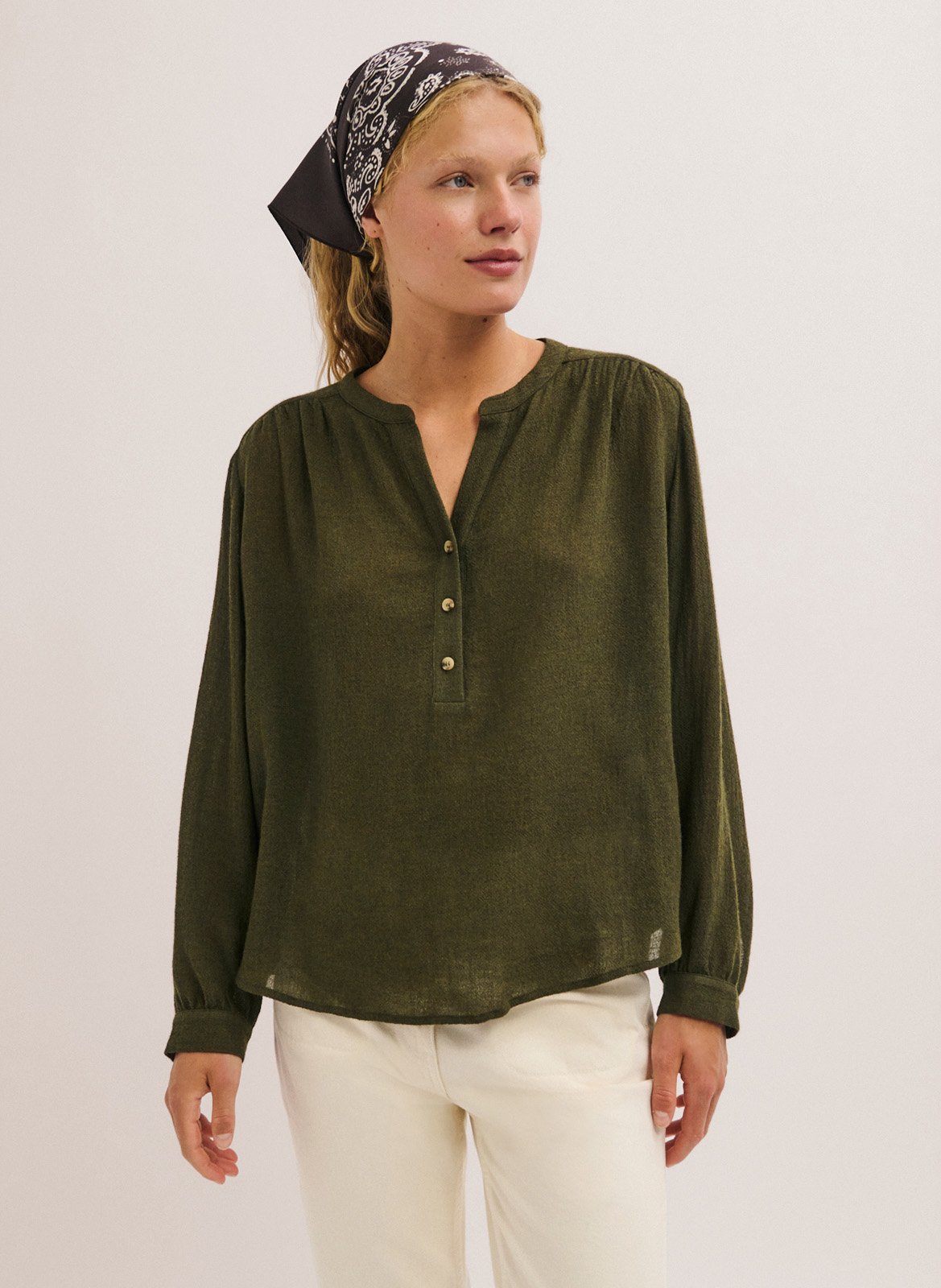 Oversized top with Tunisian collar PABLO