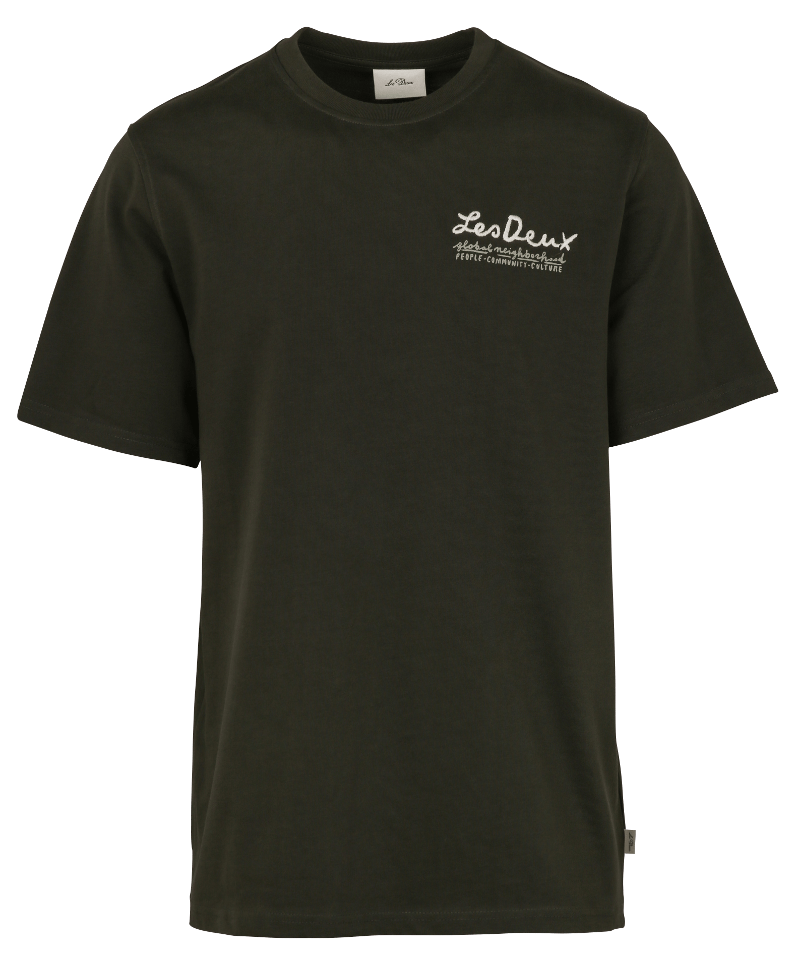 Recht T-shirt van biokatoen met ronde hals en borduursel LES DEUX Groen