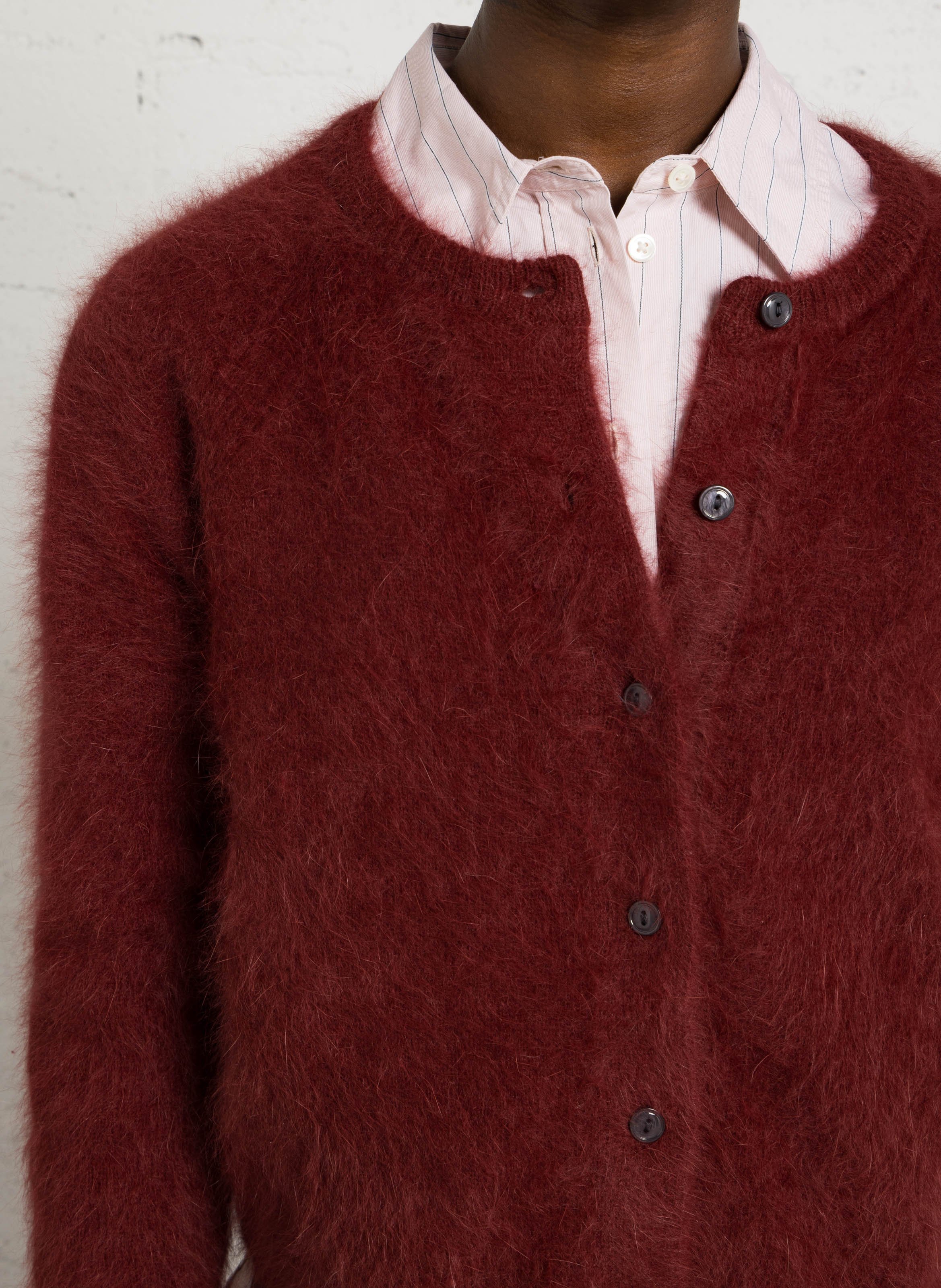 Gilet ample col rond en angora mélangé BELLEROSE Rouge