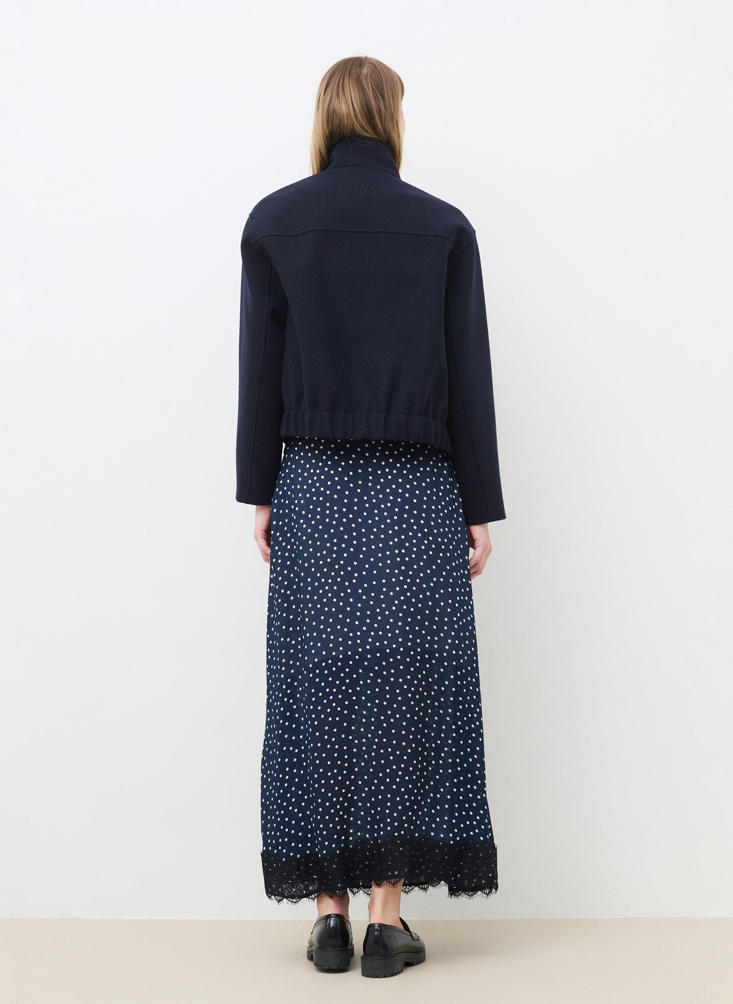 High-neck wool-blend coat CAROLL Blue