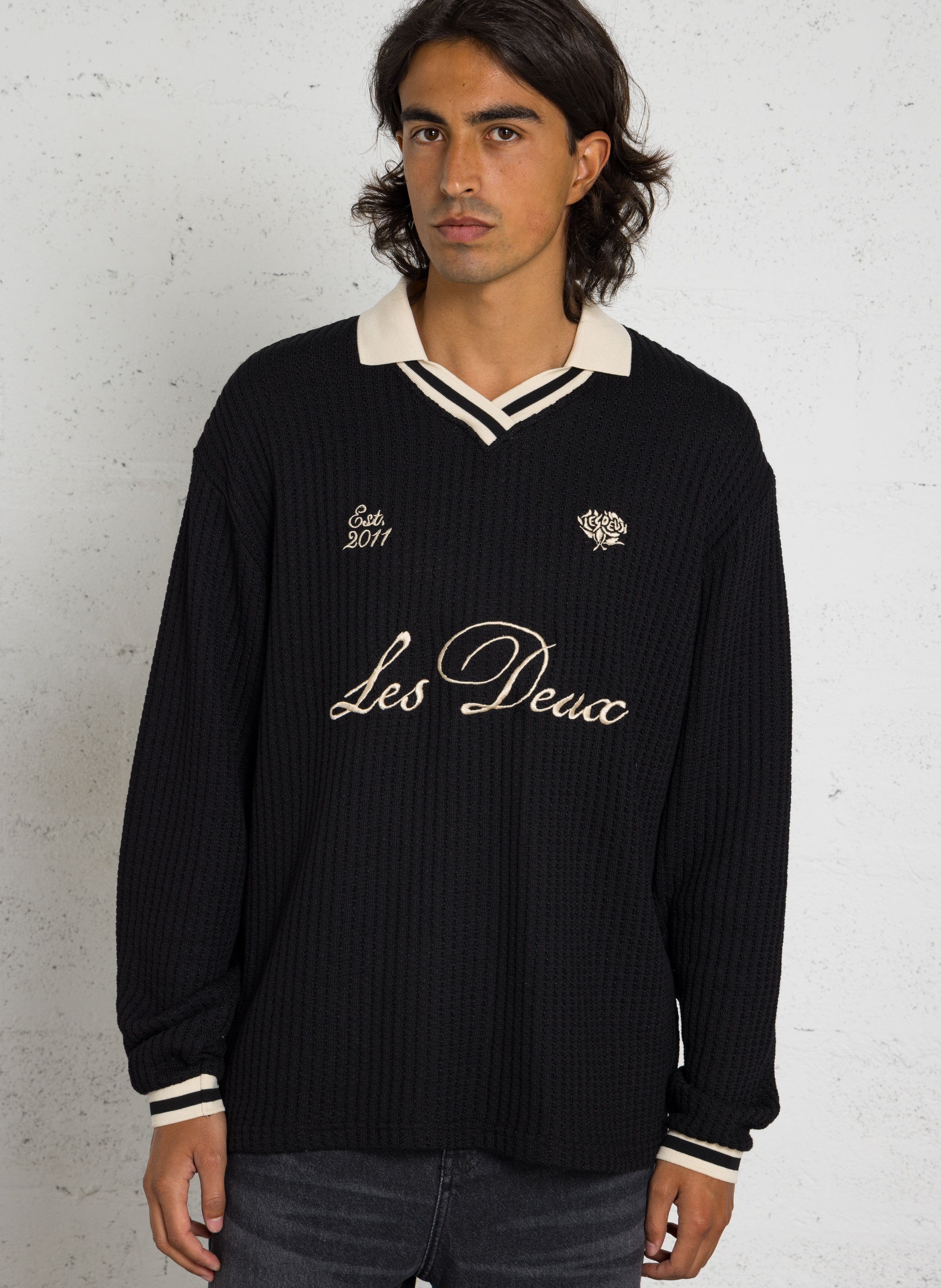 Pull oversize en coton mélangé LES DEUX Noir