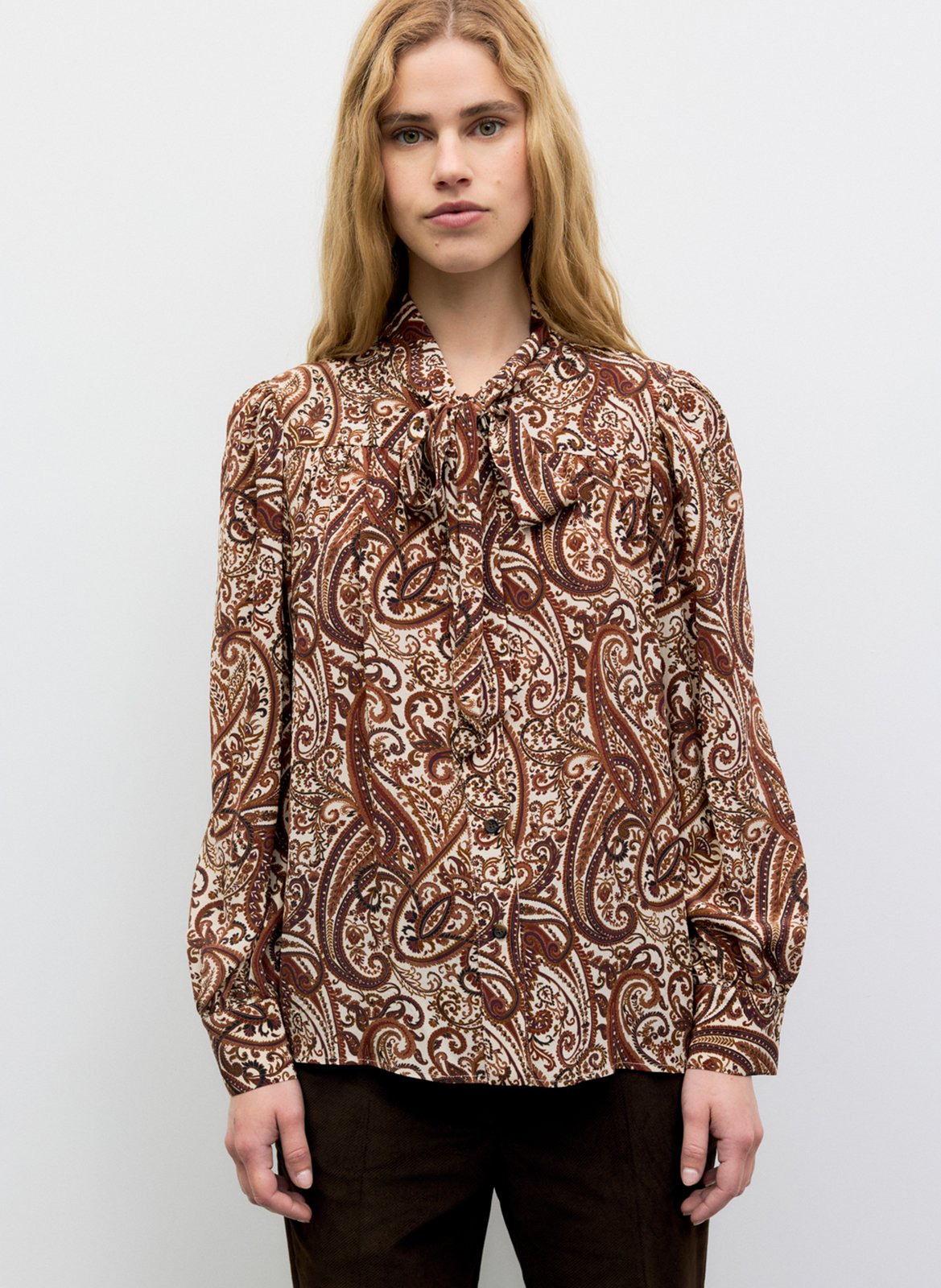 Chemise droite col lavallière GERARD DAREL Marron