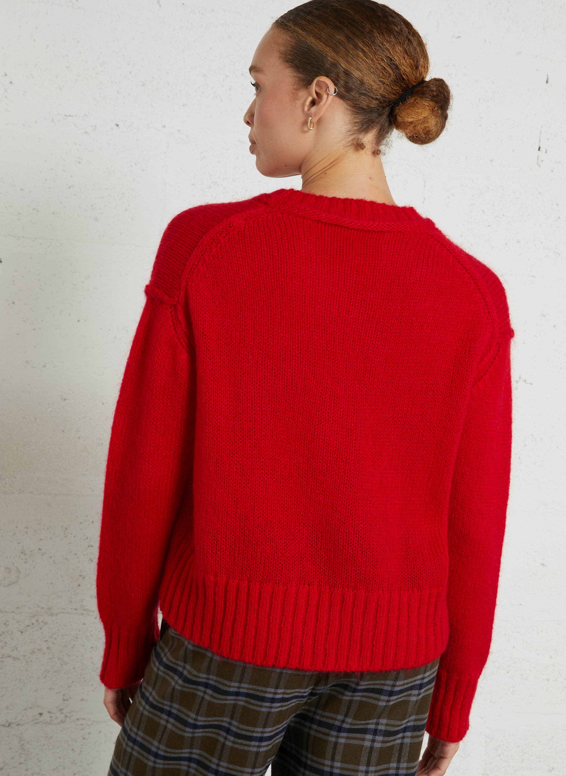 Pull col rond en laine mélangée BELLA JONES Rouge