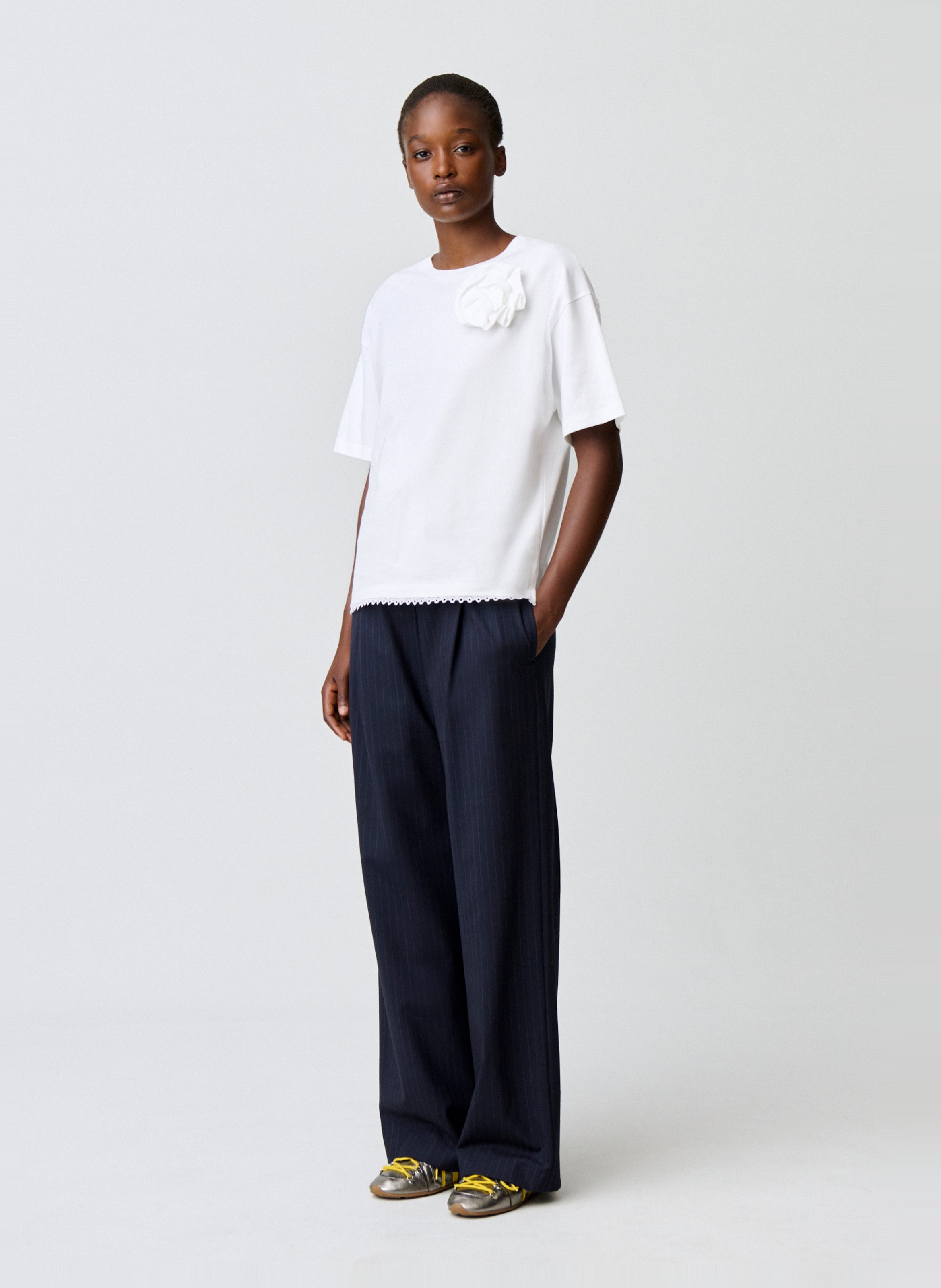 Oversized, katoenen T-shirt met ronde hals CLAUDIE PIERLOT Beige