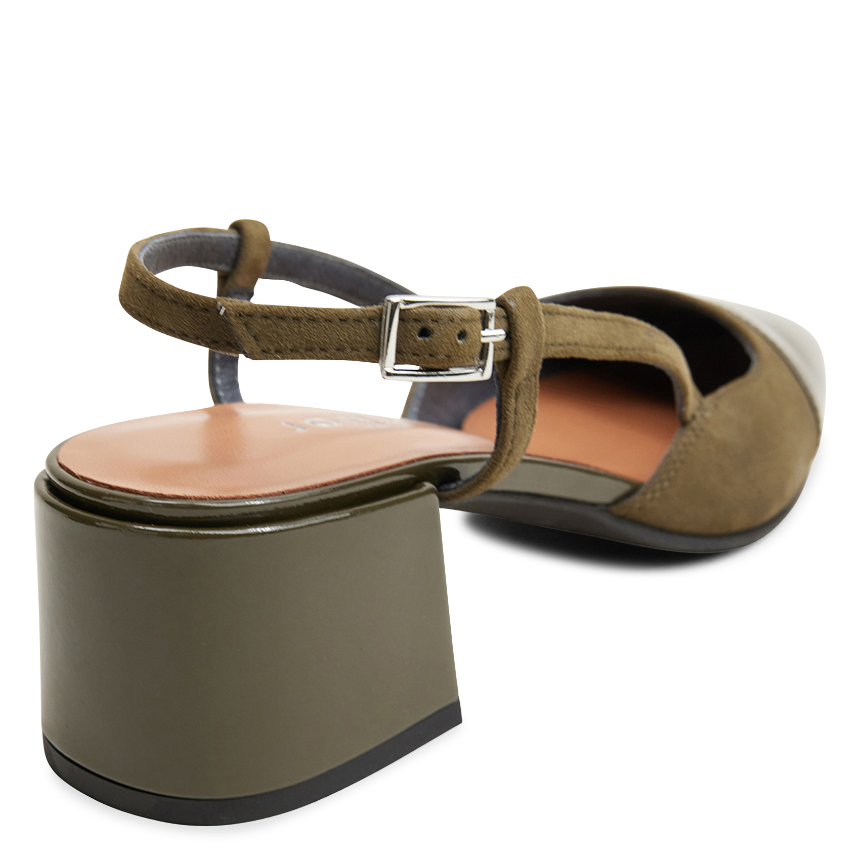 Slingbacks en cuir bi-matière JONAK Kaki