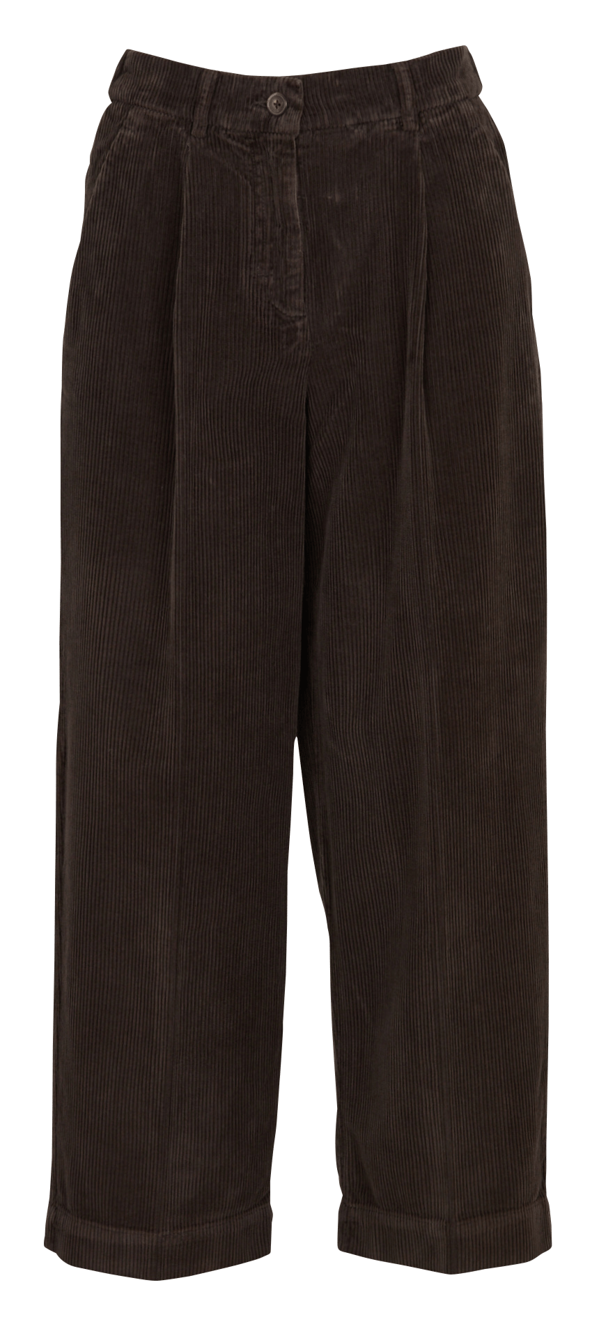 Straight corduroy cotton trousers with pleats BELLEPIECE Brown