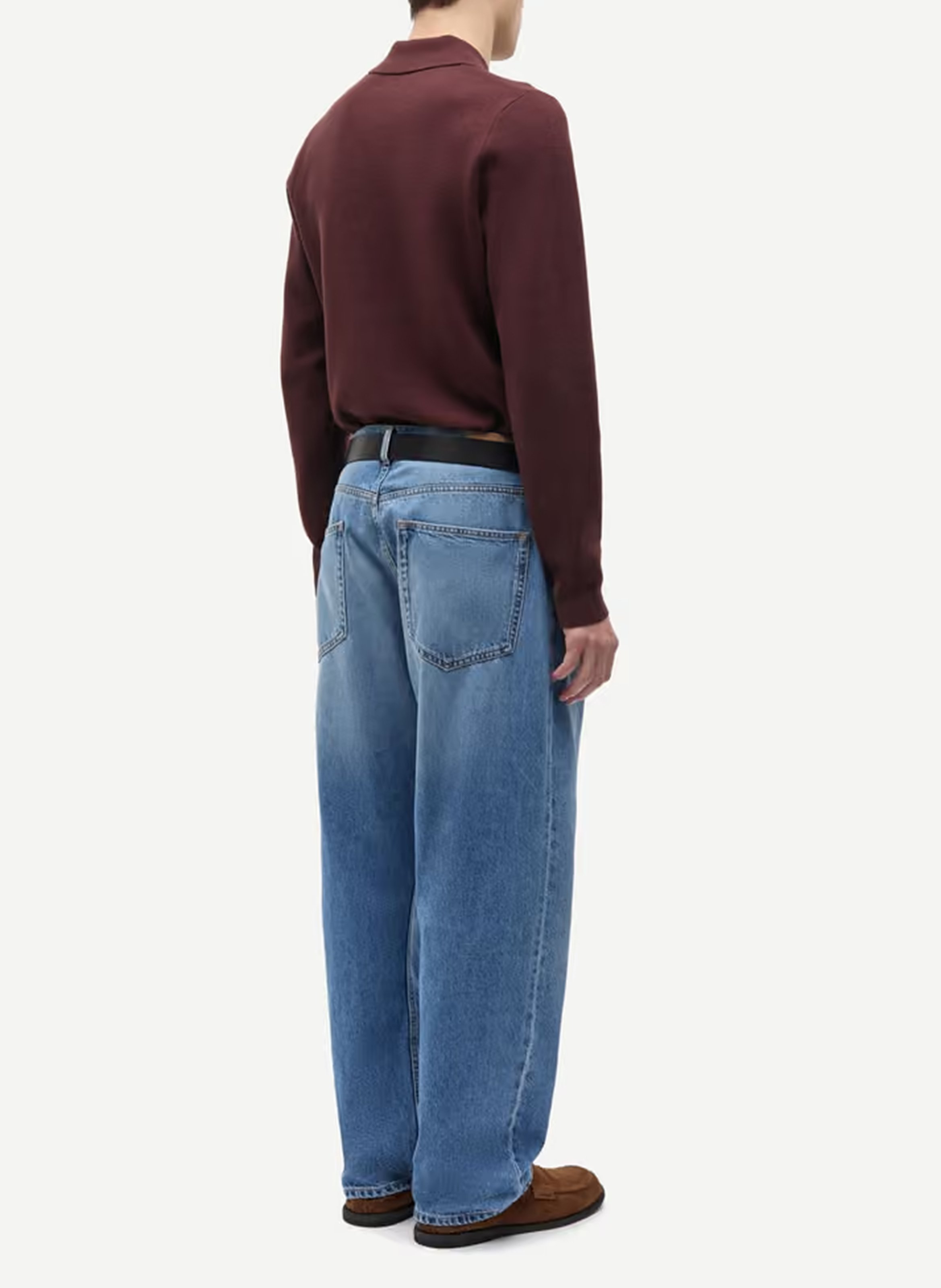 Straight-fit zip-neck polo sweater SAMSOE SAMSOE Brown