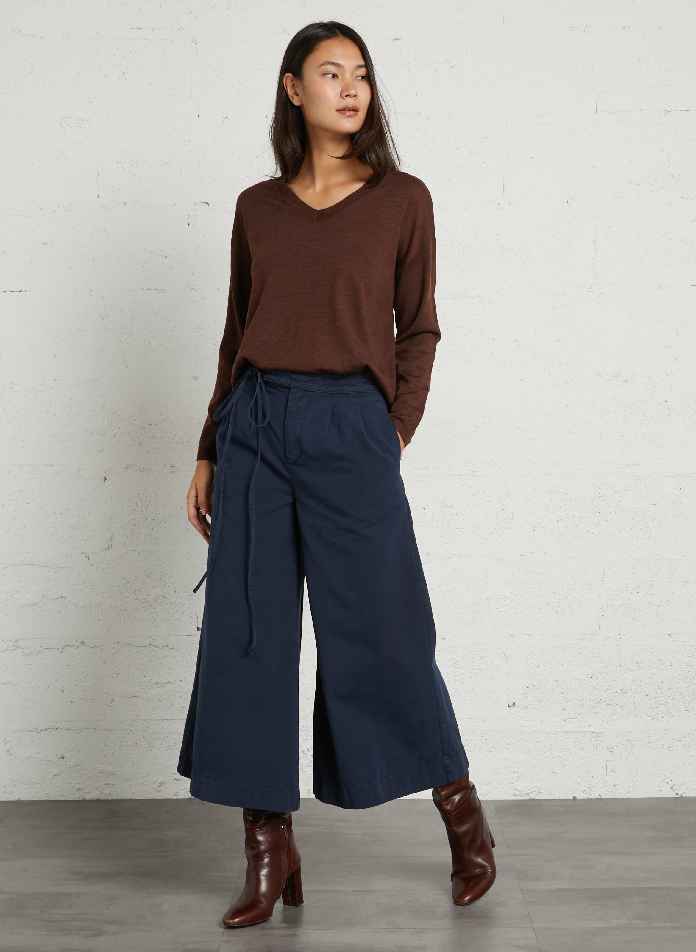 Gerader Wollpullover mit V-Ausschnitt SUD EXPRESS Braun