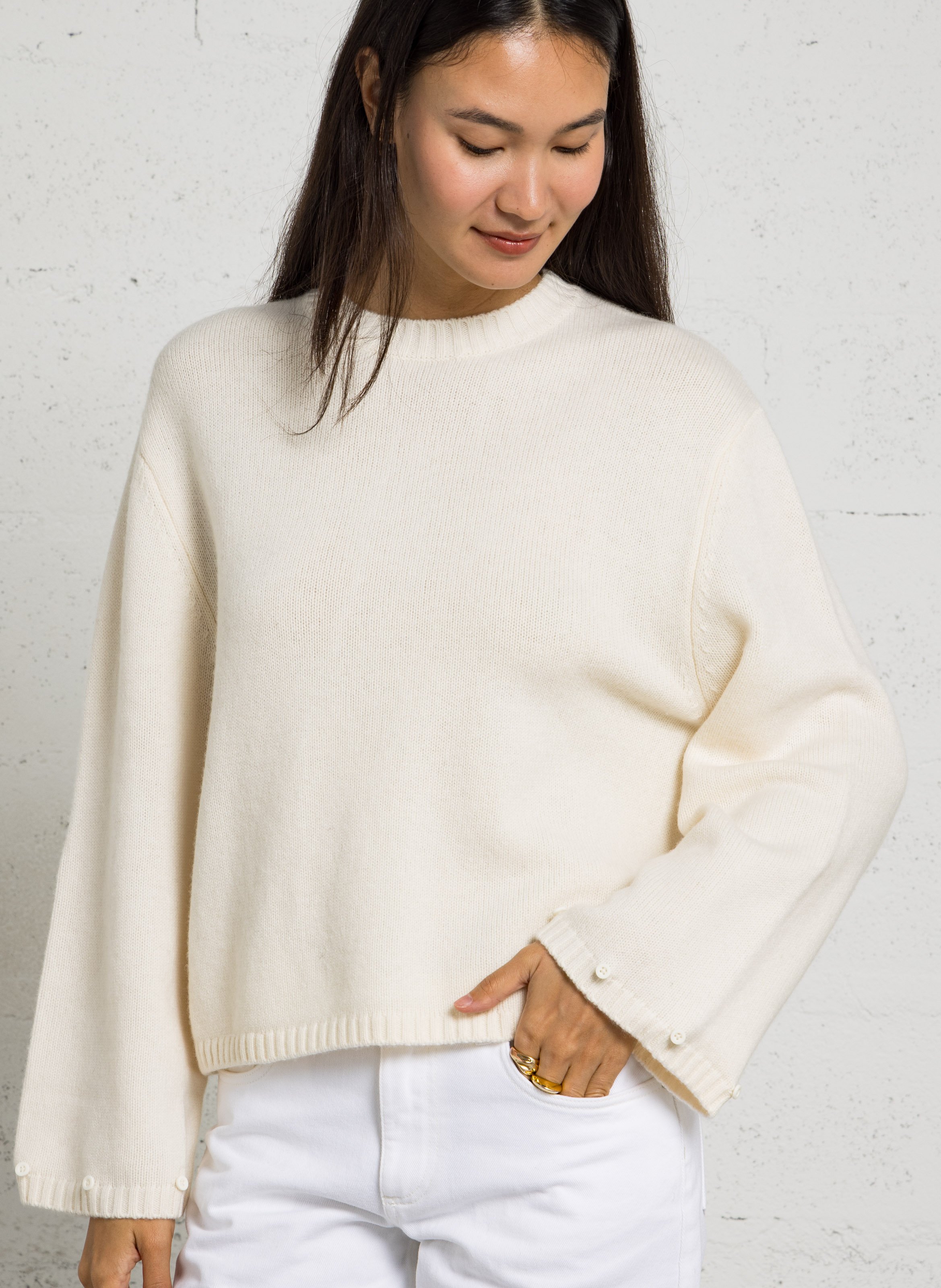 Oversized, wollen trui BERENICE Wit