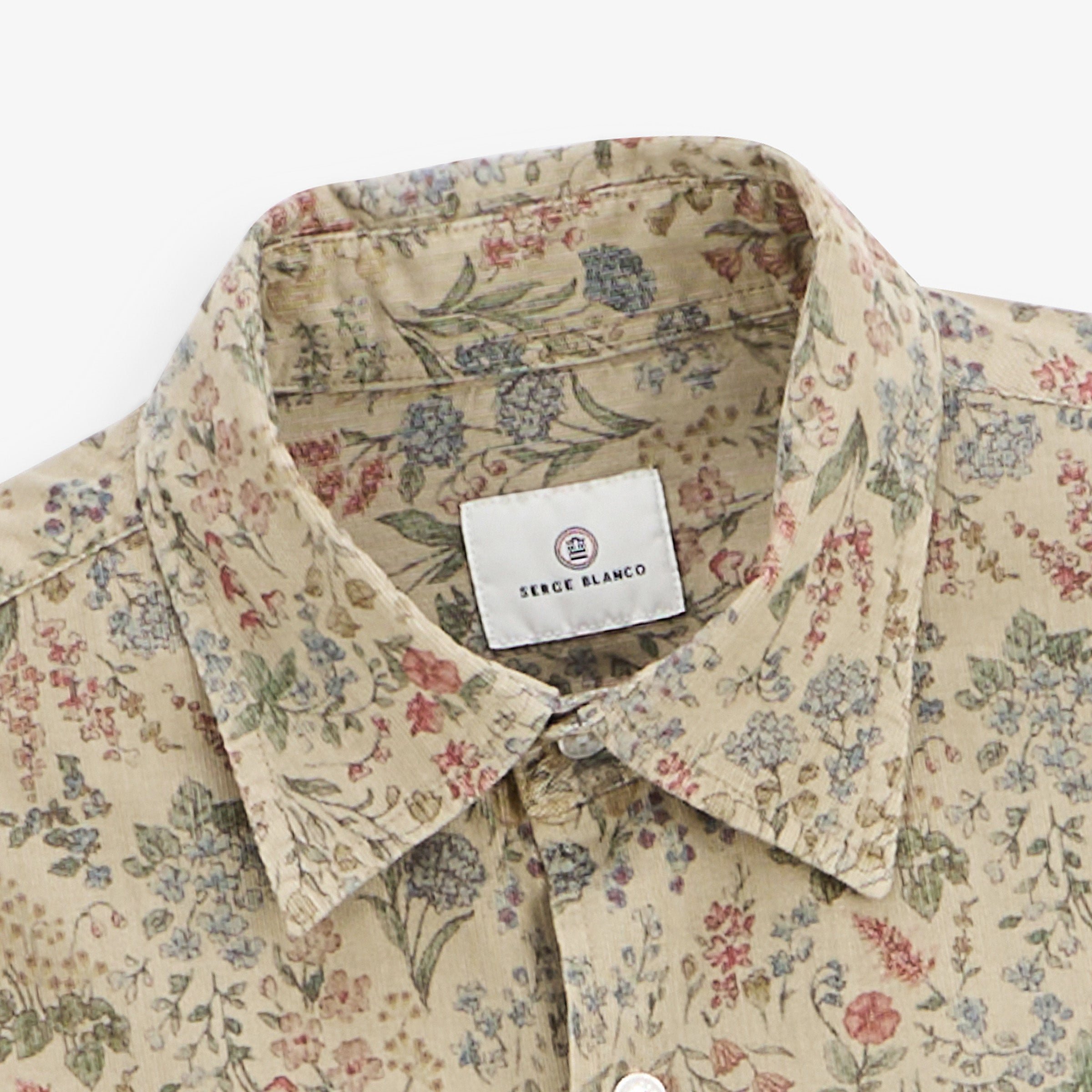 Long-sleeved floral print corduroy shirt SERGE BLANCO Beige