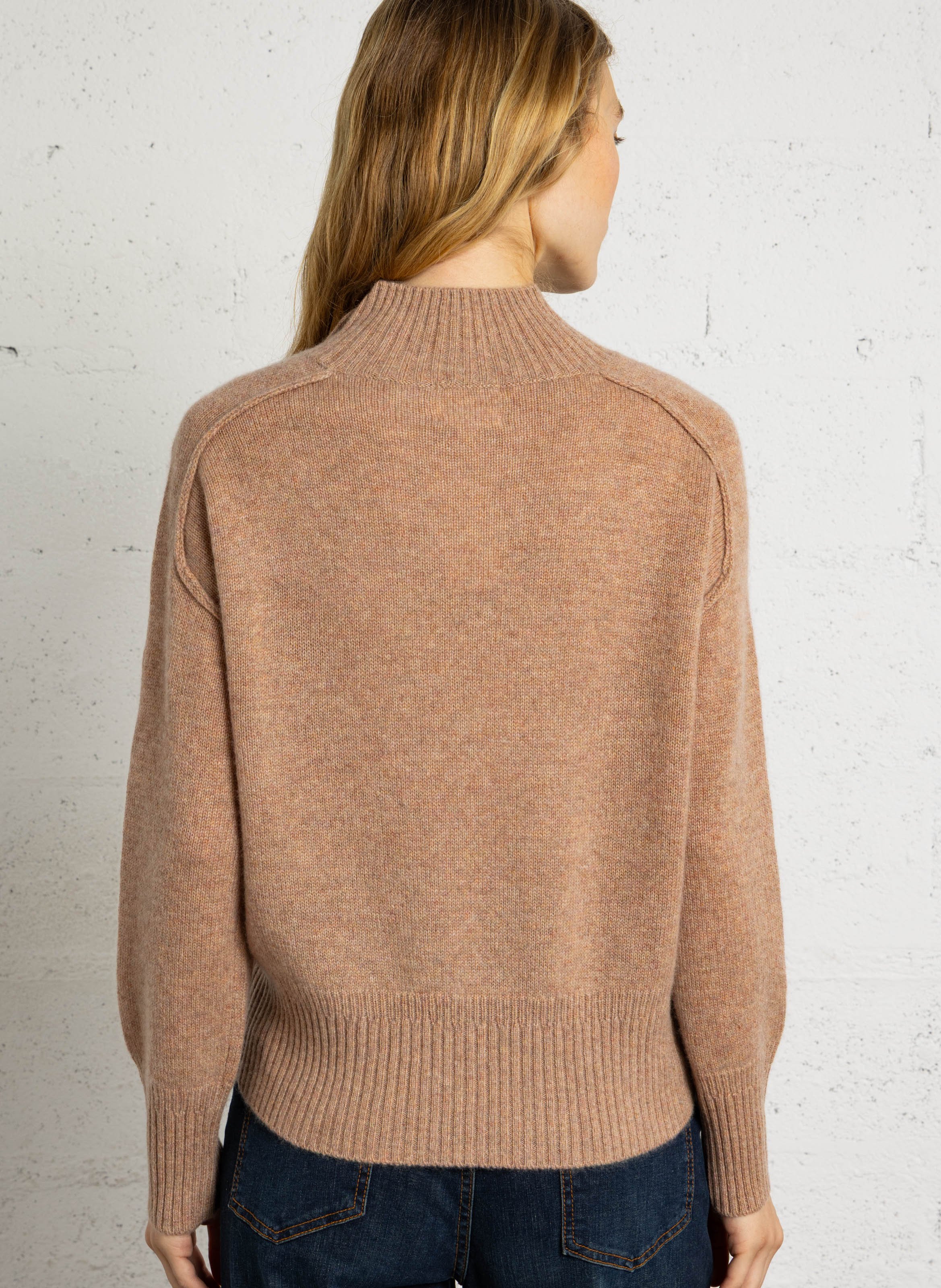 Pull droit col montant en cachemire MAISON 123 Rose