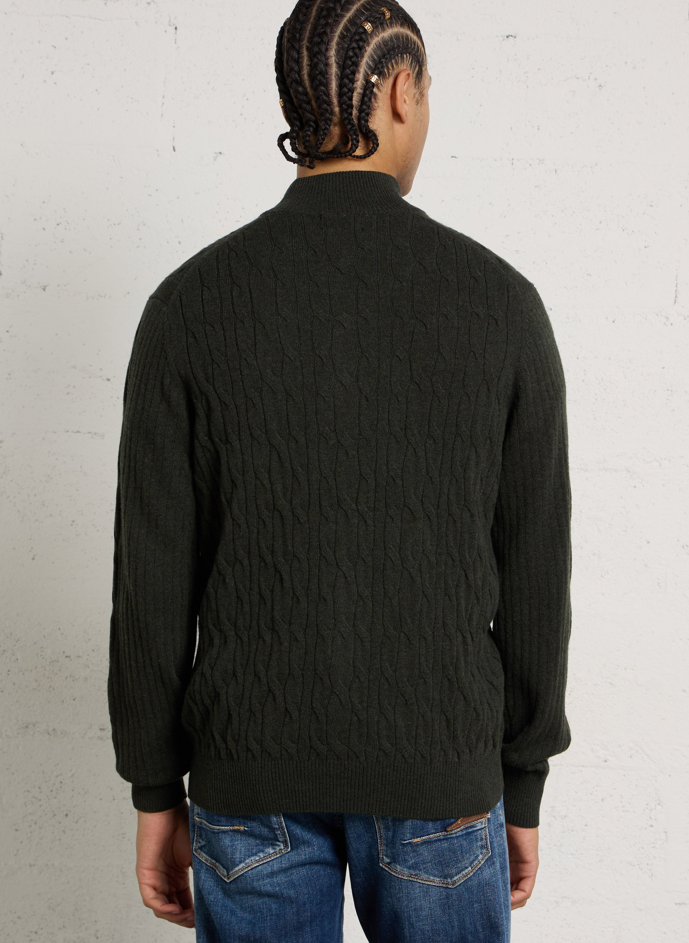 Pull droit col montant en laine HACKETT Vert