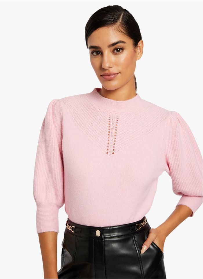 MORGAN Pink 3/4-sleeved high-neck sweater