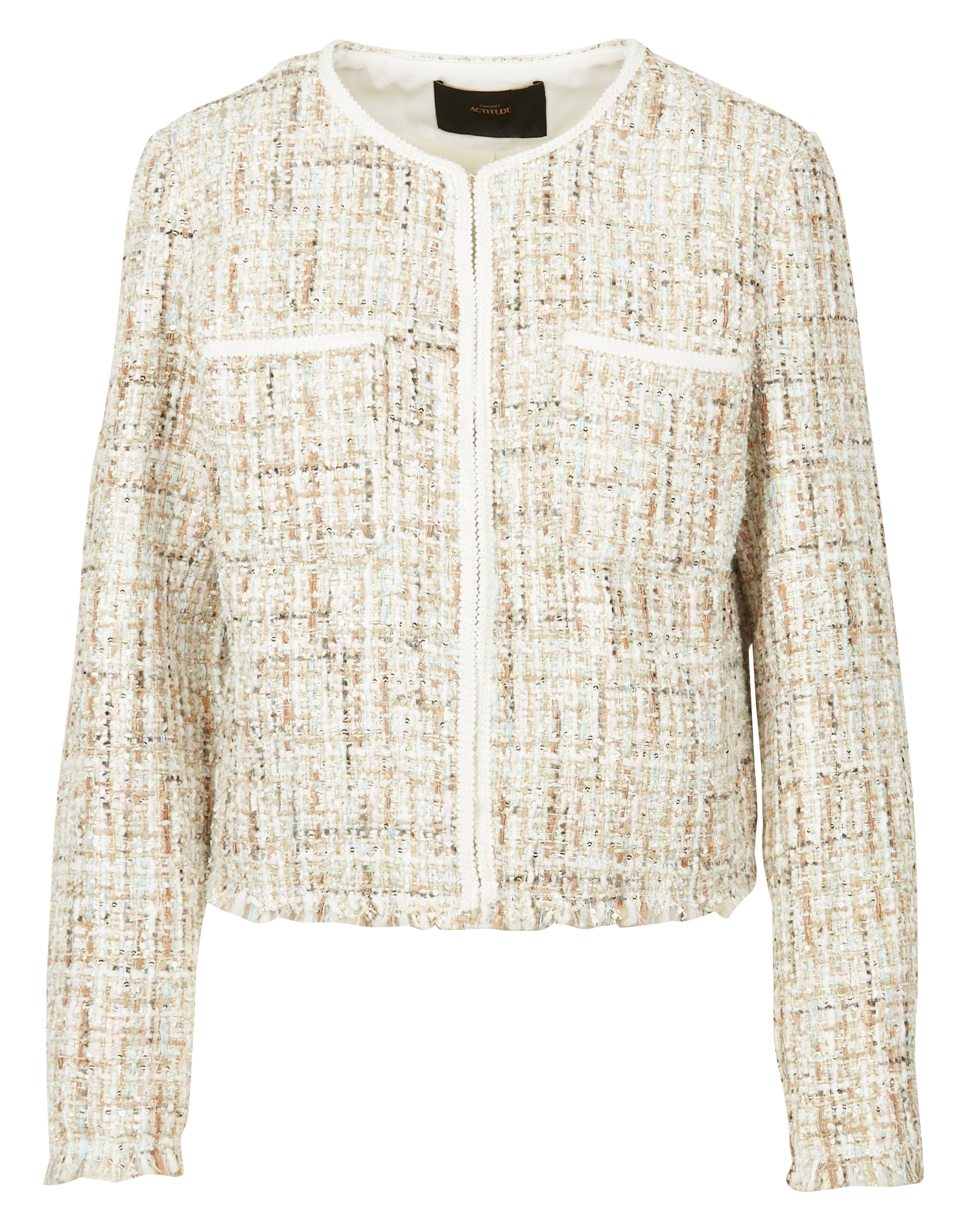 Round-neck tweed jacket TWINSET Beige
