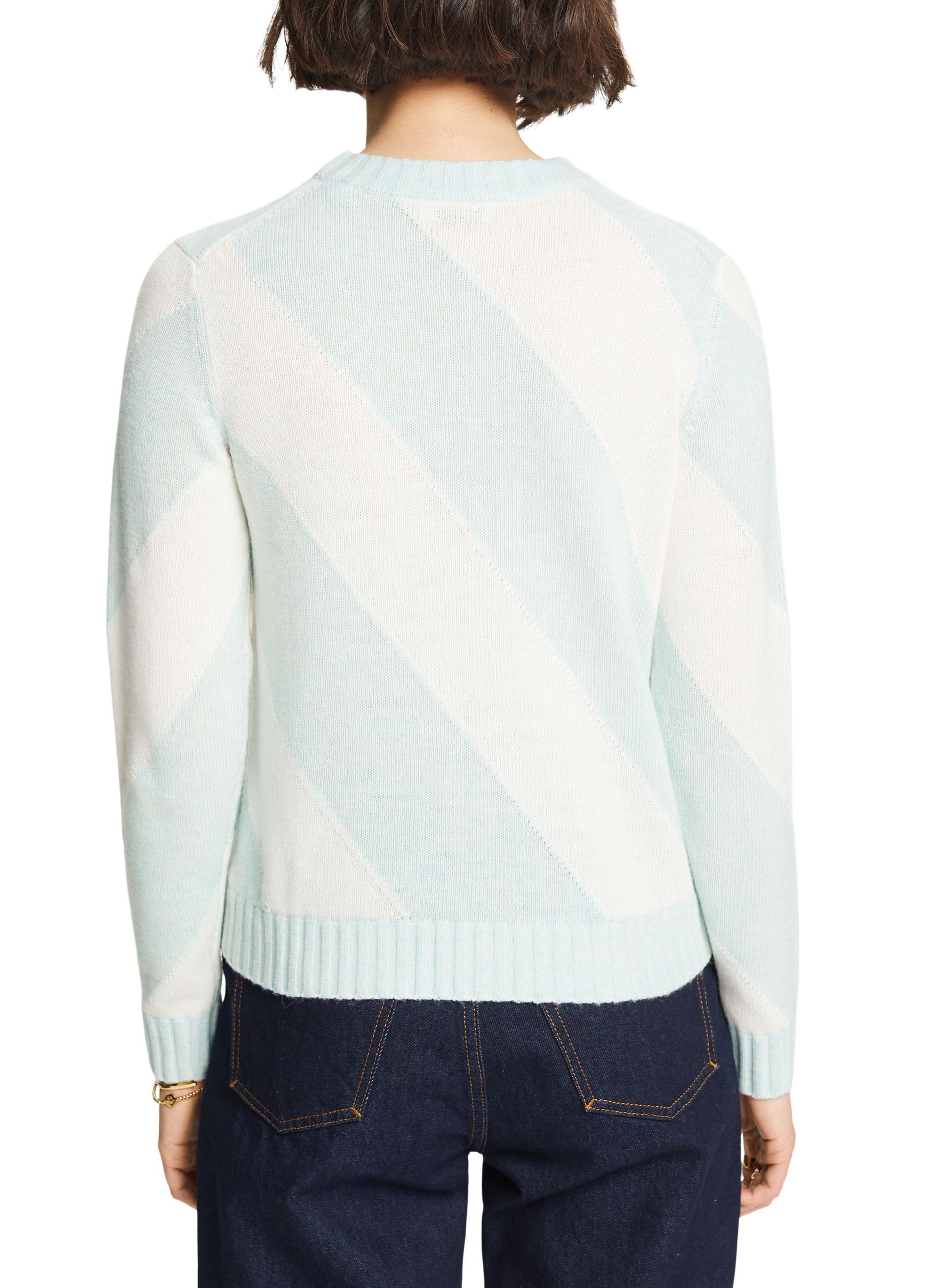 Jersey recto de mezcla de lana y cachemira con cuello redondo ESPRIT Verde