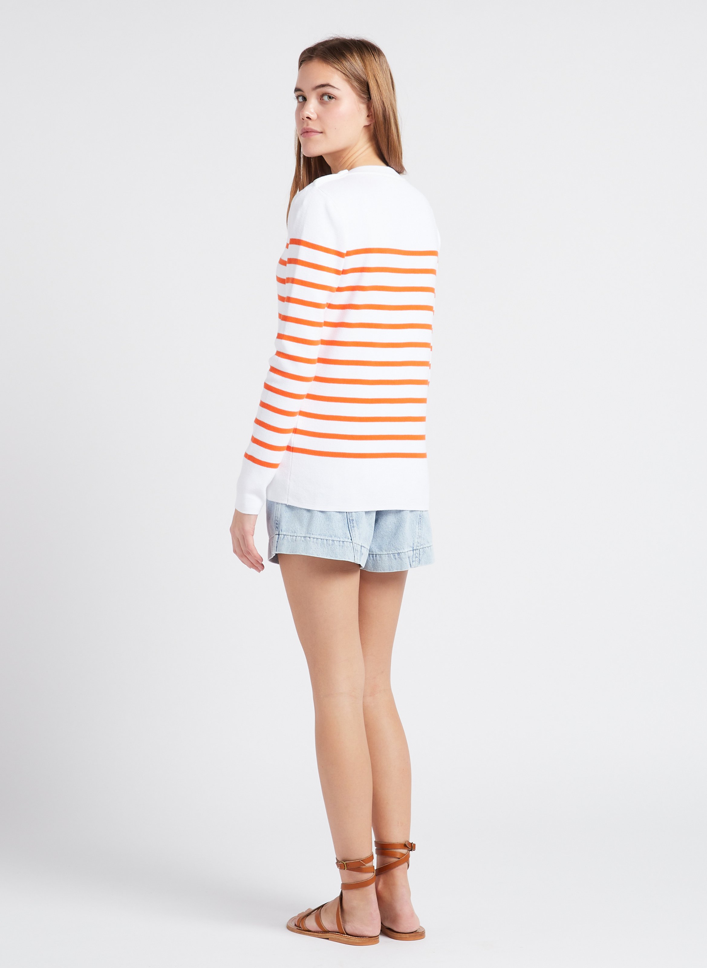 Short droit taille haute en coton INDEE Bleu