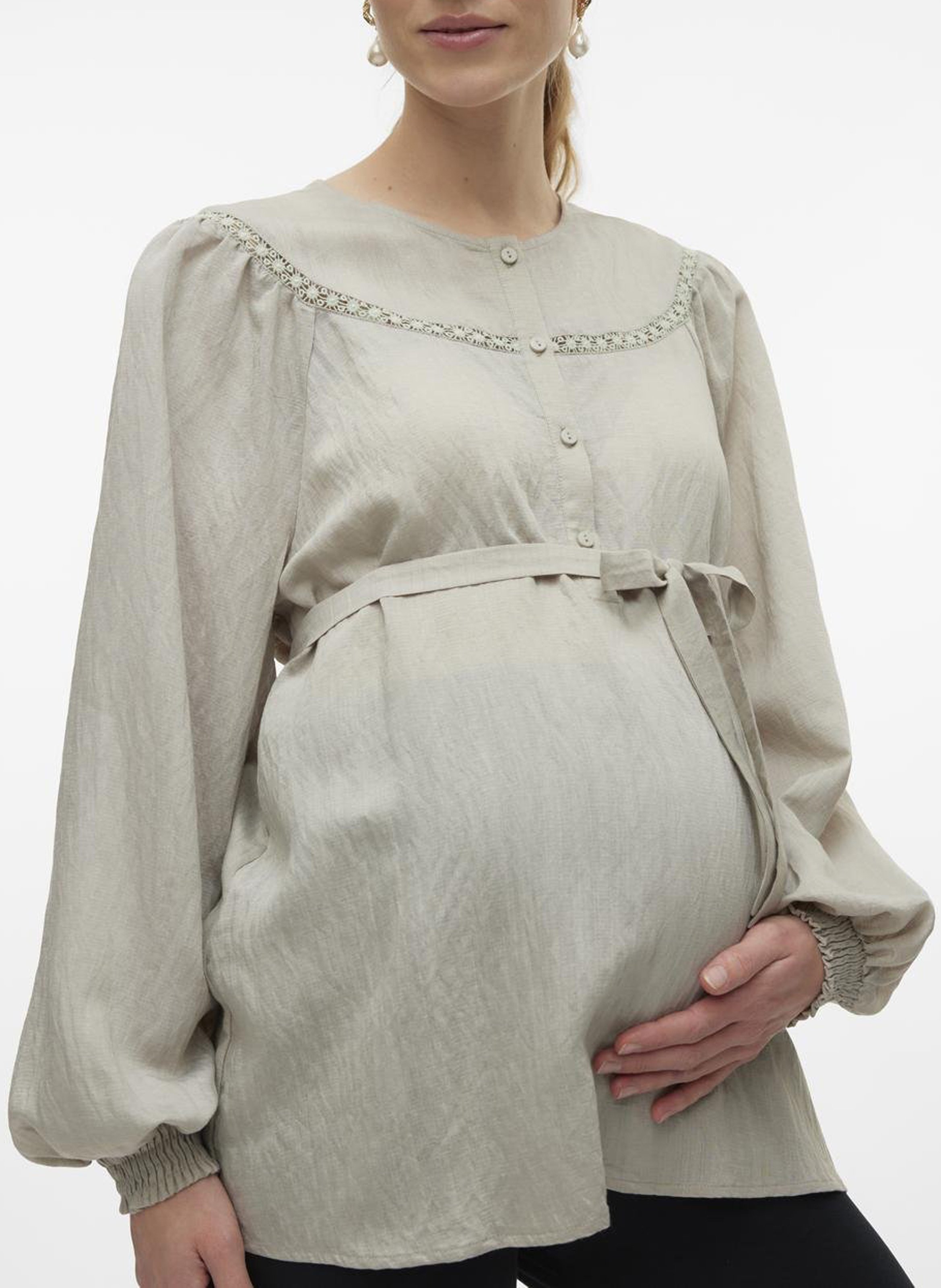 Blouse droite de grossesse col rond  MAMALICIOUS Gris