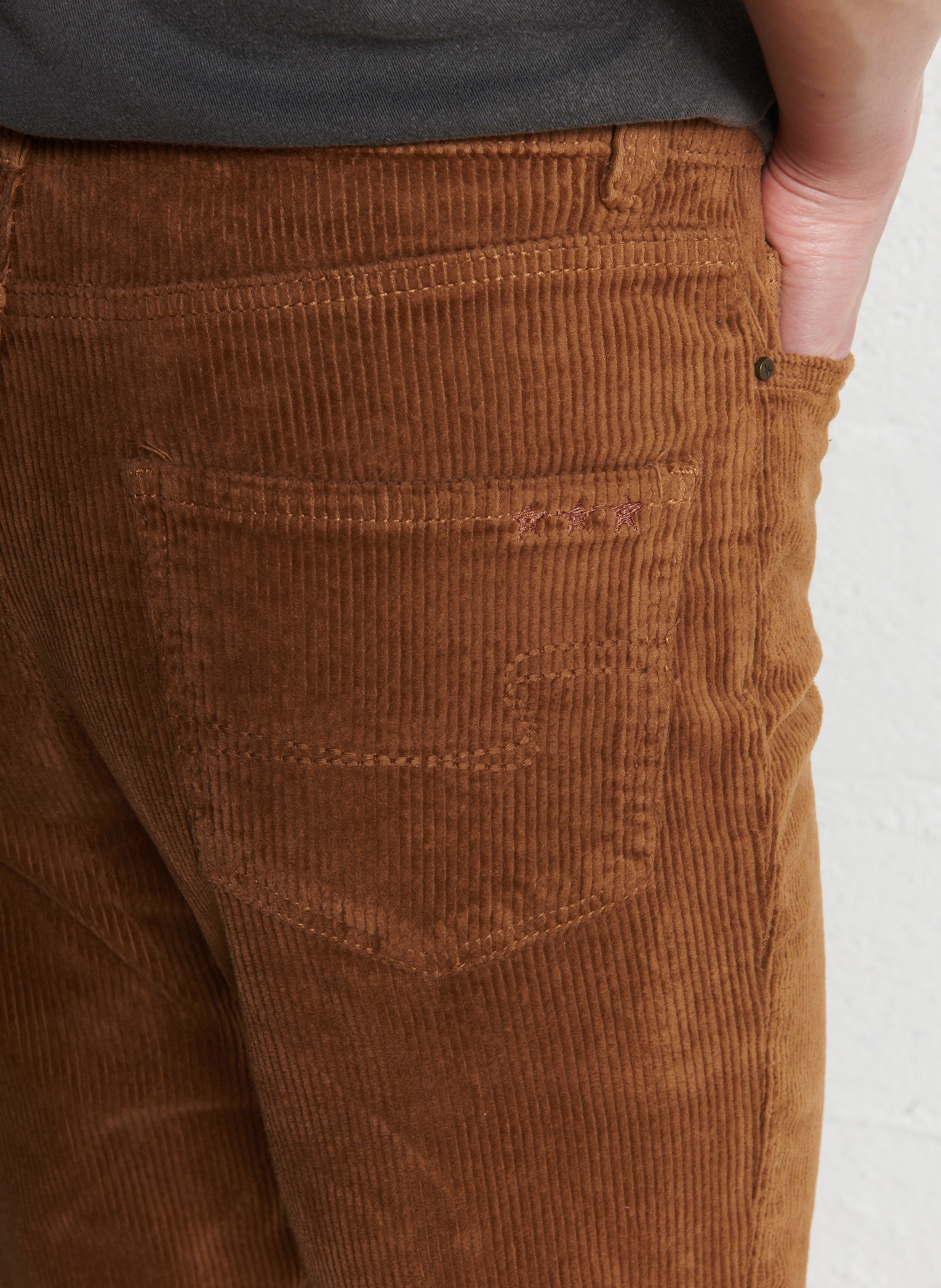 Pantalon droit velours côtelé en coton stretch  SUD EXPRESS Beige