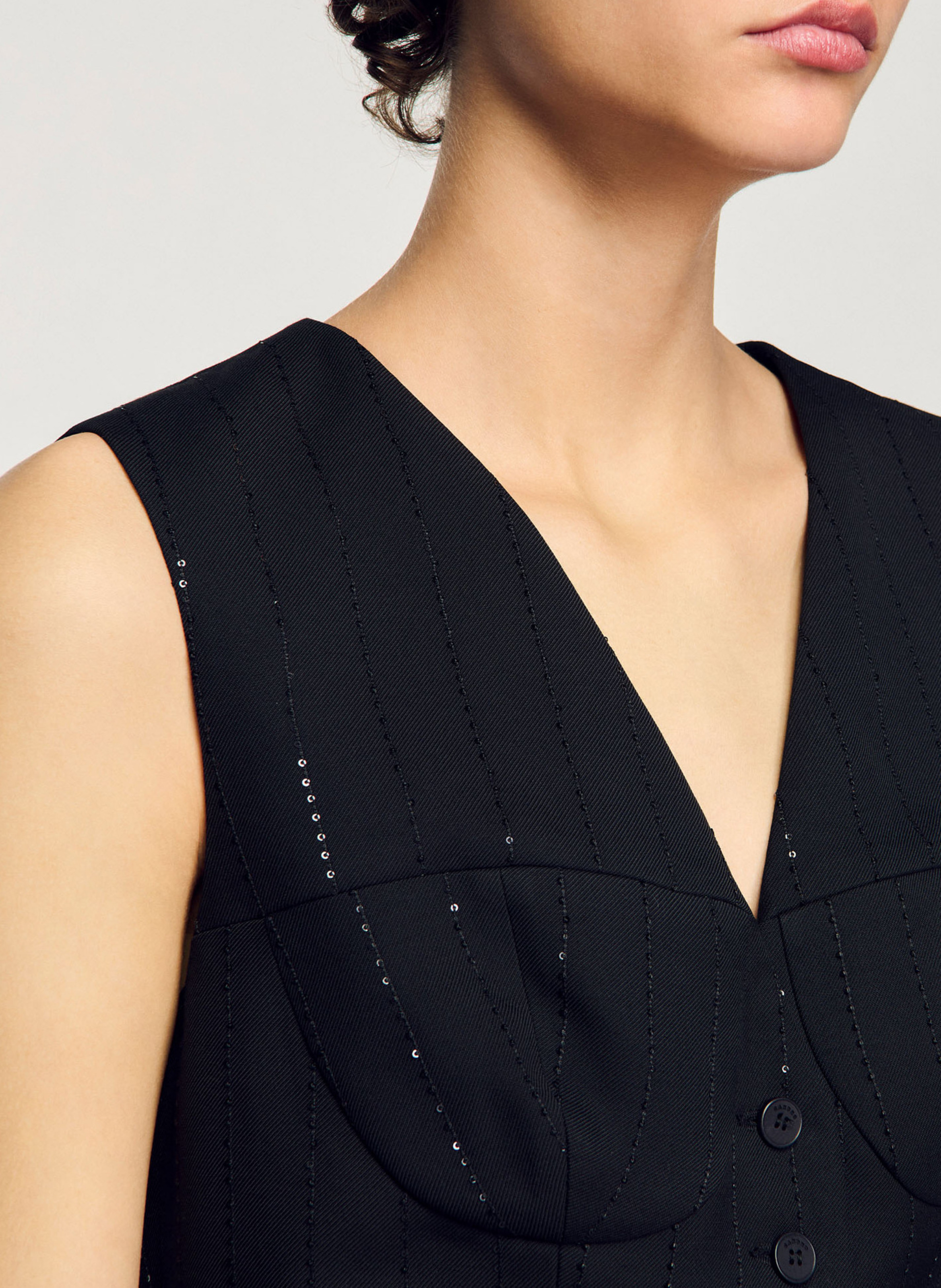 Veston de costume rayé à sequins SANDRO Noir