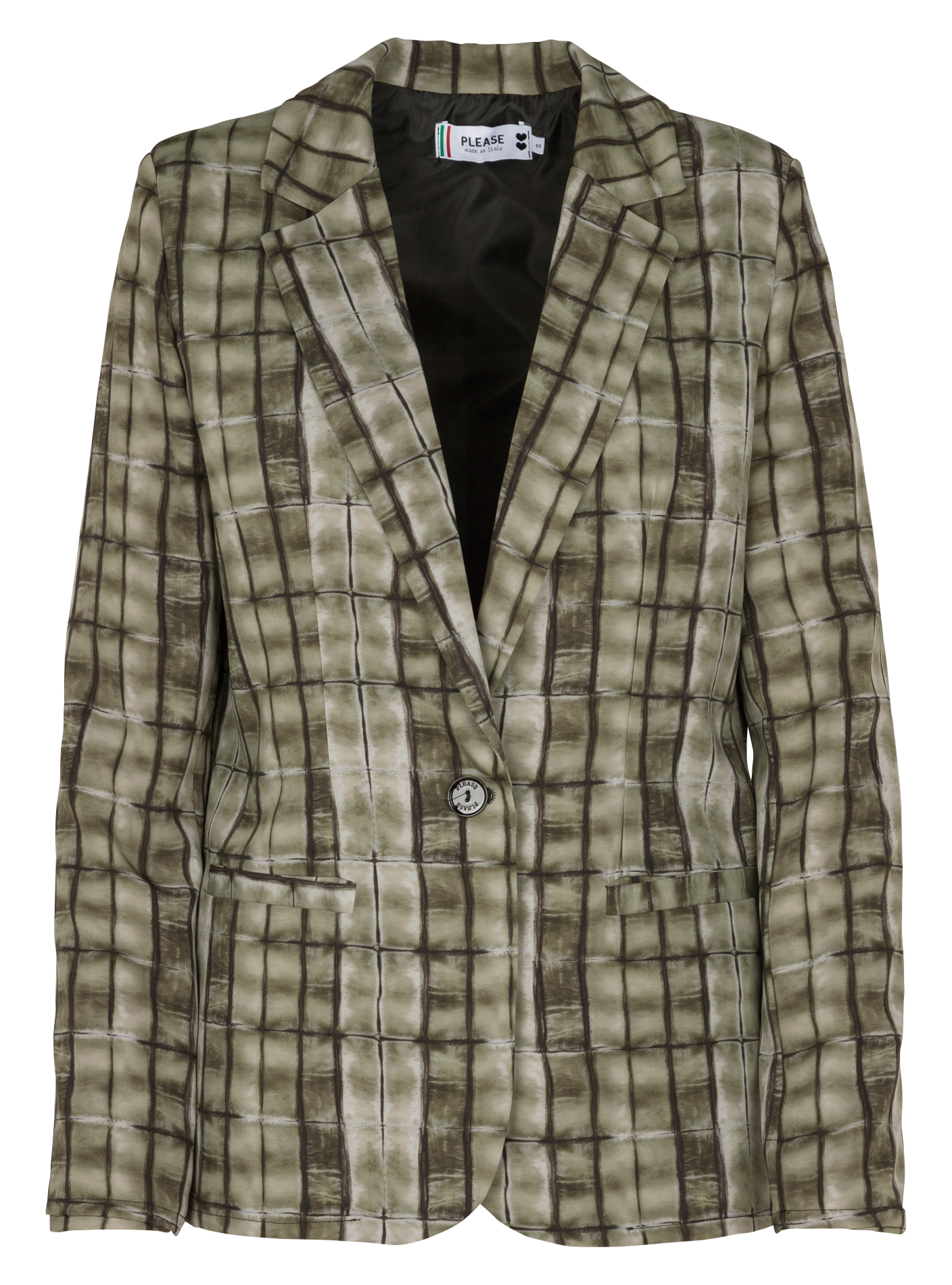 Straight-cut tailored blazer with print PLEASE Green