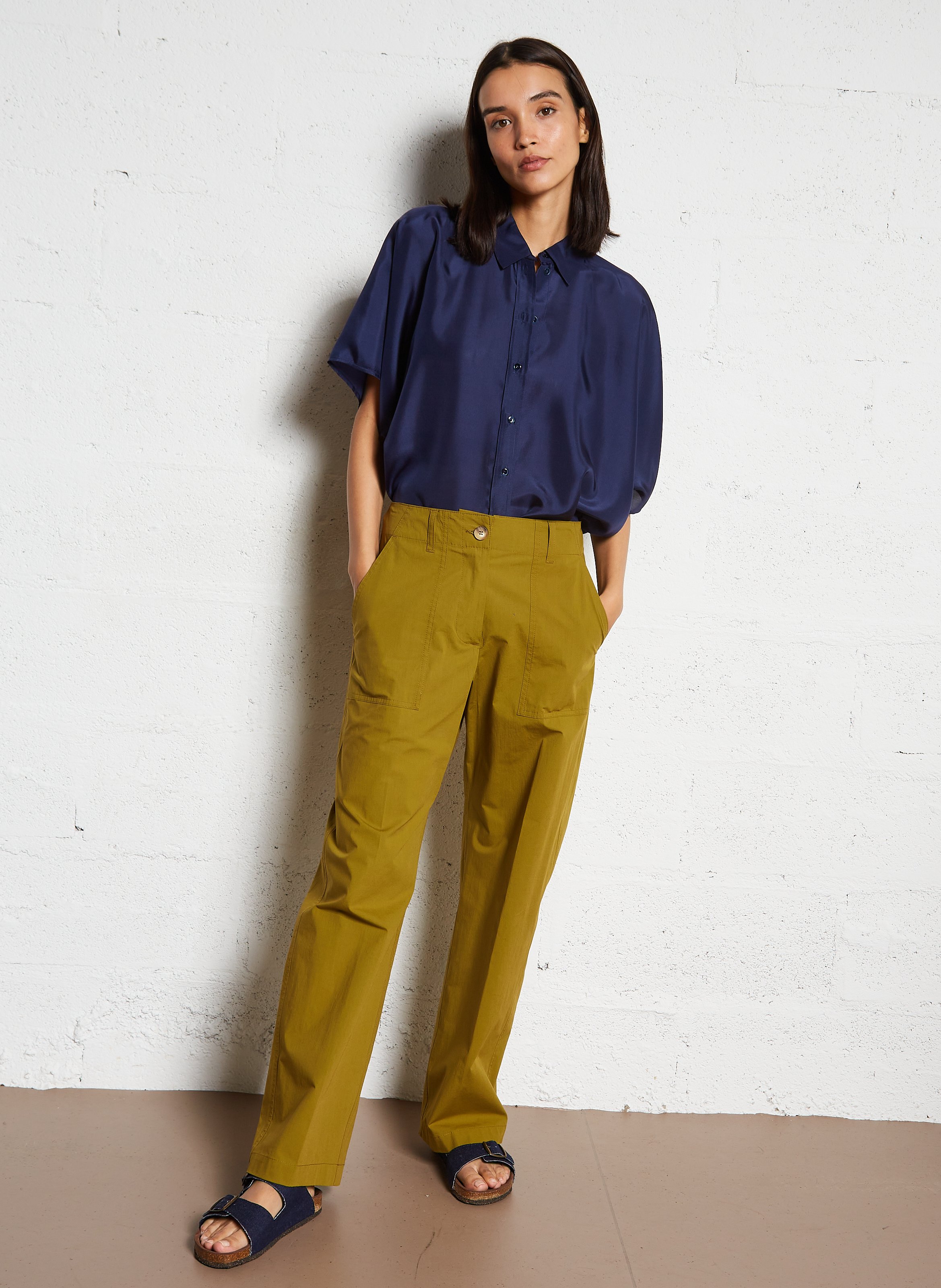 Chemise manches courtes en soie MOMONI Bleu