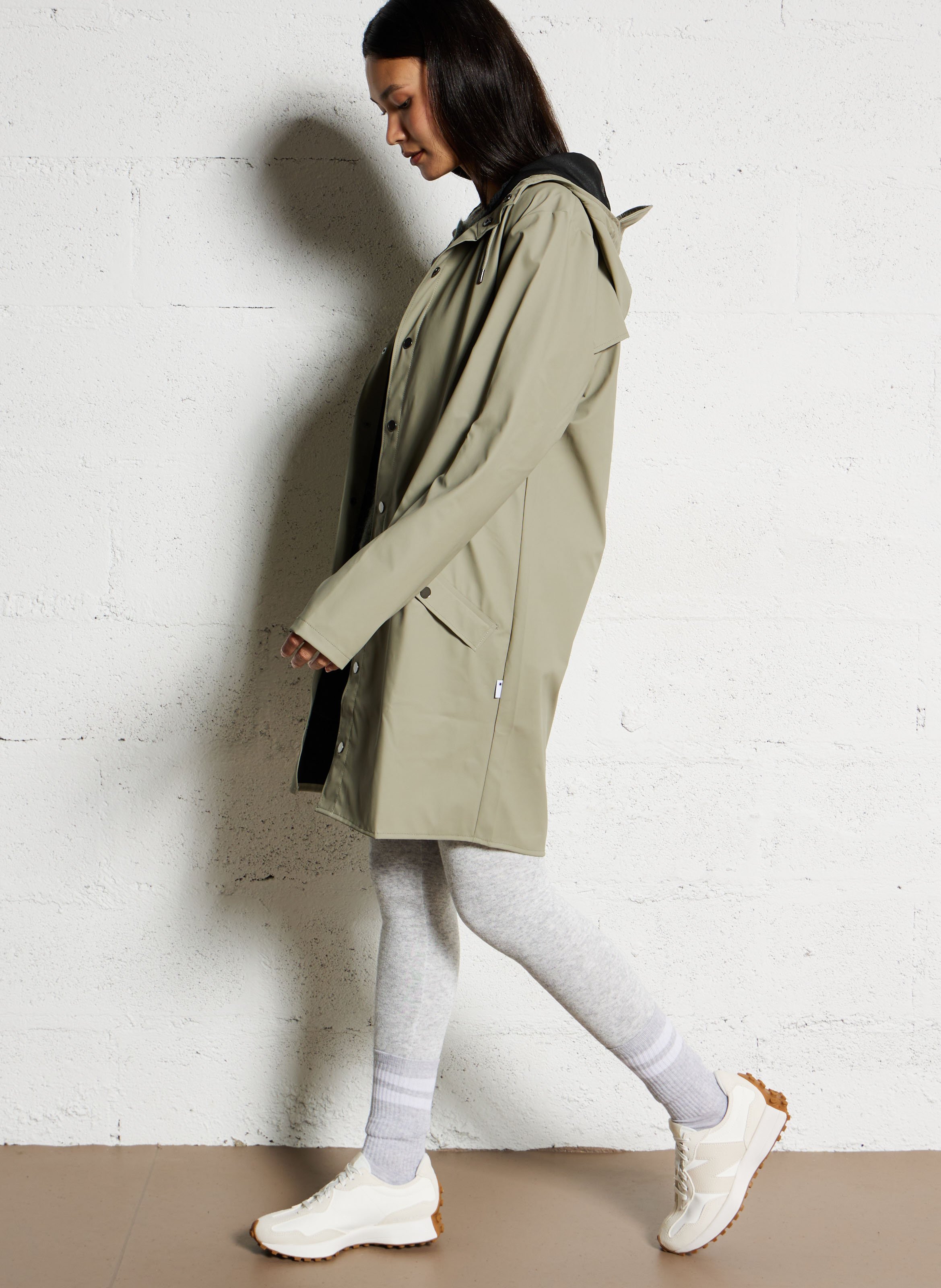 High-neck hooded parka RAINS Green