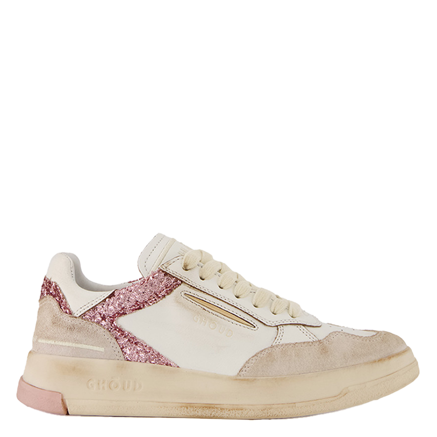 Low-top leather mix sneakers GHOUD VENICE Pink