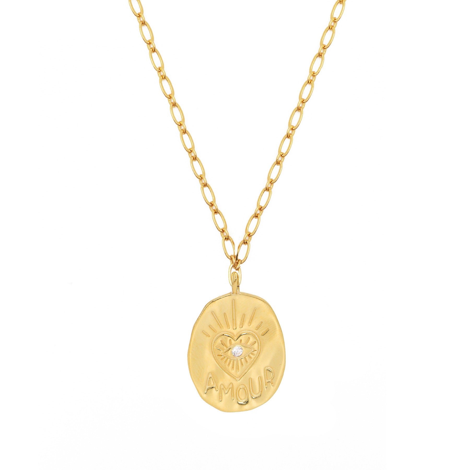 Horn necklace in gold-plated fine gold NILAI Golden