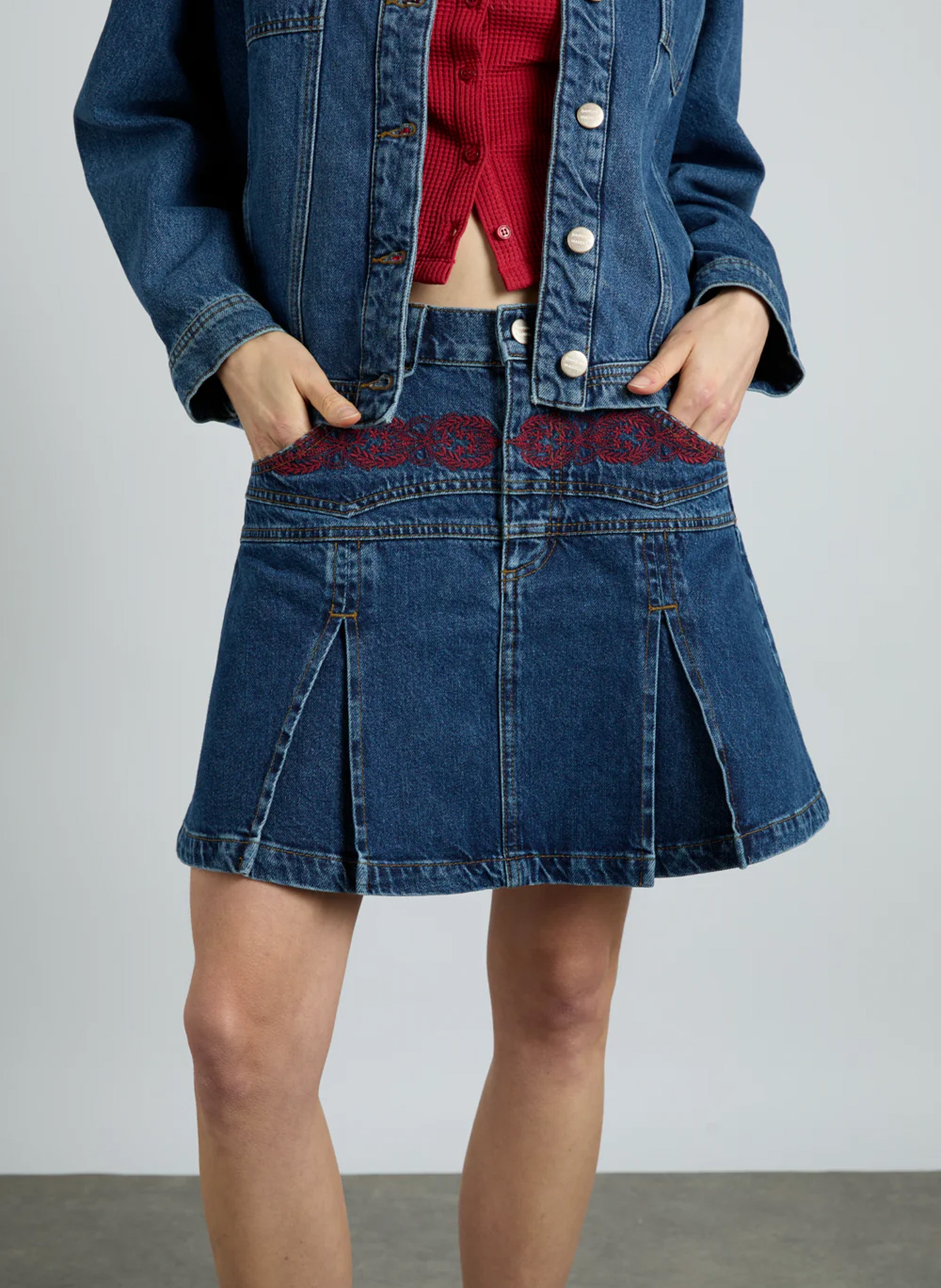 Flared short denim skirt DAMSON MADDER Blue