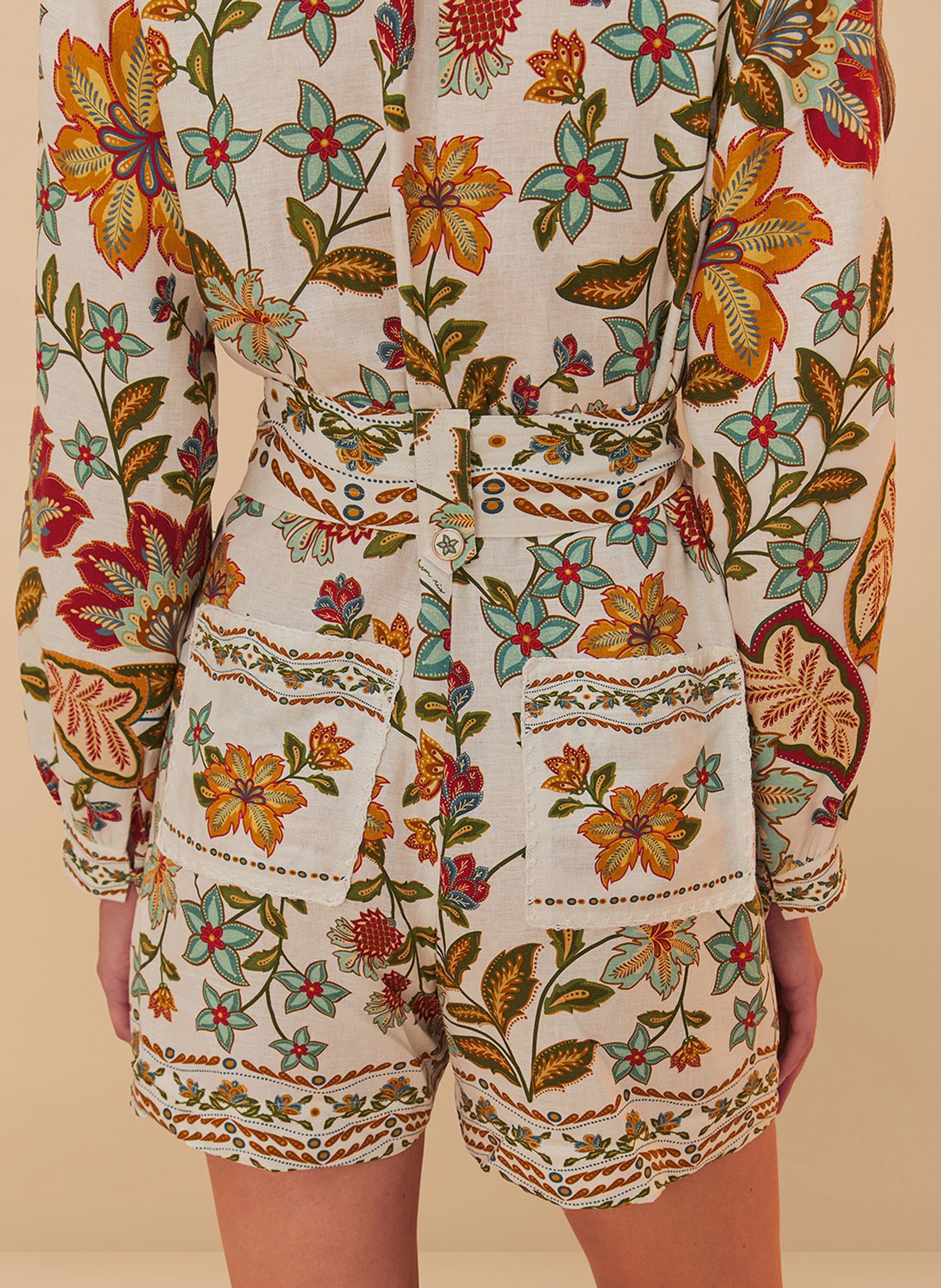 Combi short col tunisien à imprimé végétal FARM RIO Multicolore