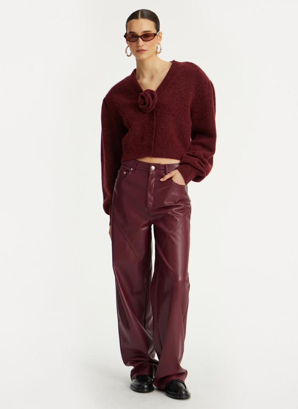 Leather-look straight-leg pants ROTATE Brown