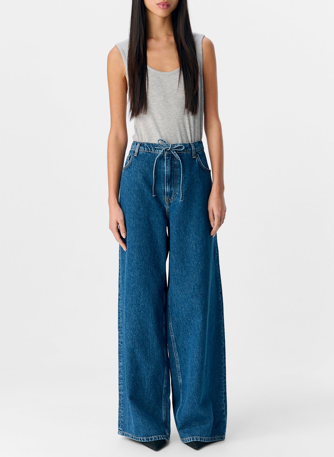 High-rise wide-leg jeans OBJECT Blue