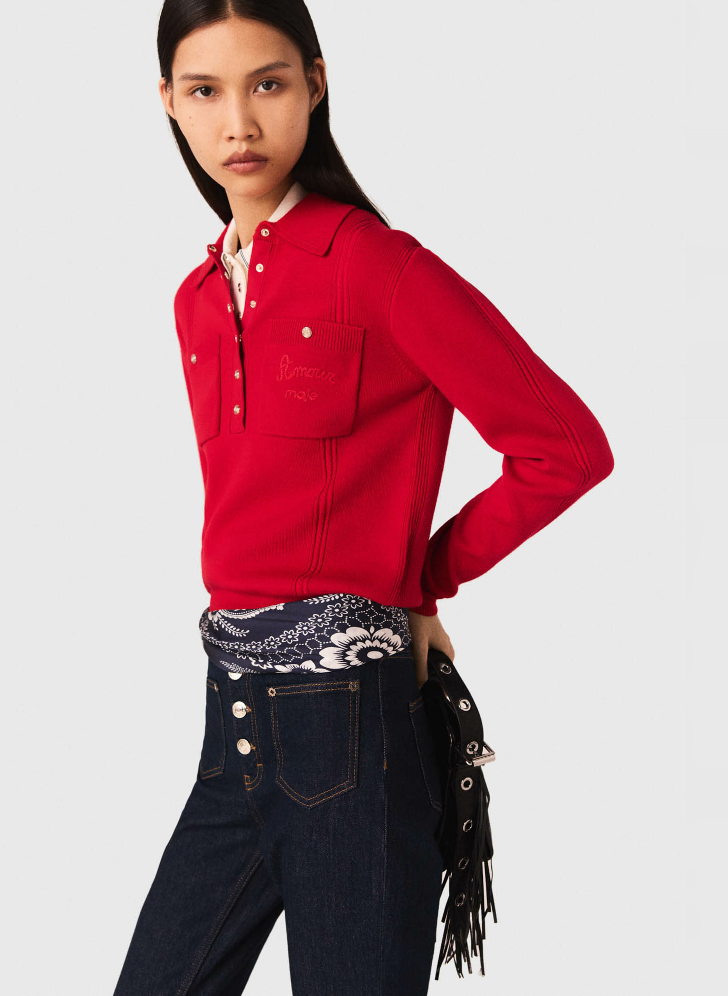 Pull col classique MAJE Rouge