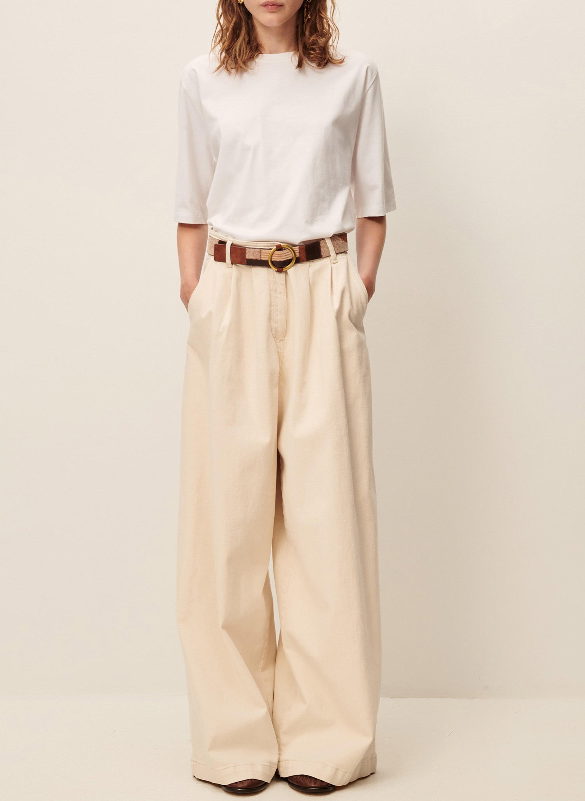 Loose-fit round-neck cotton T-shirt SESSUN White