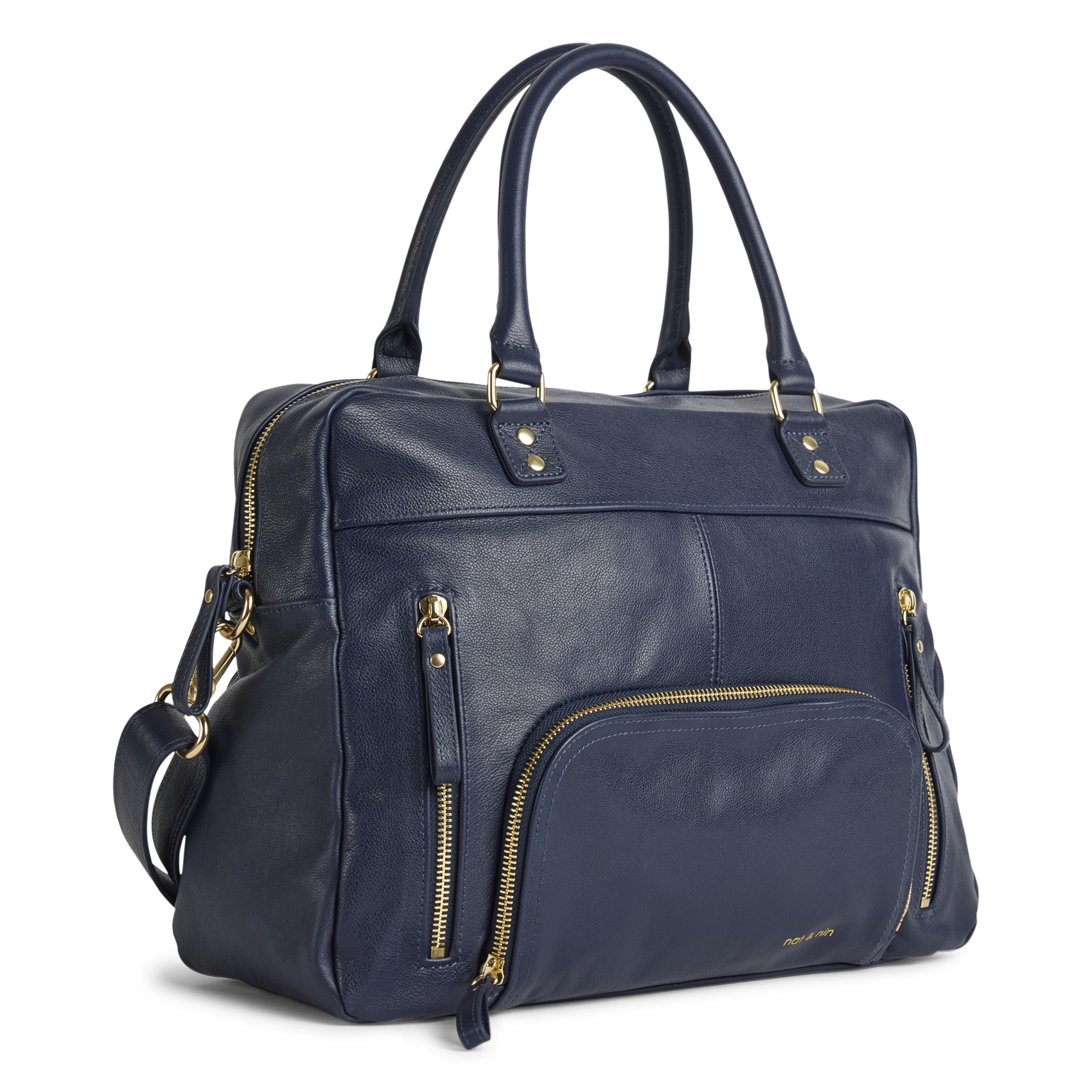 Cabas multipoches en cuir NAT & NIN Bleu