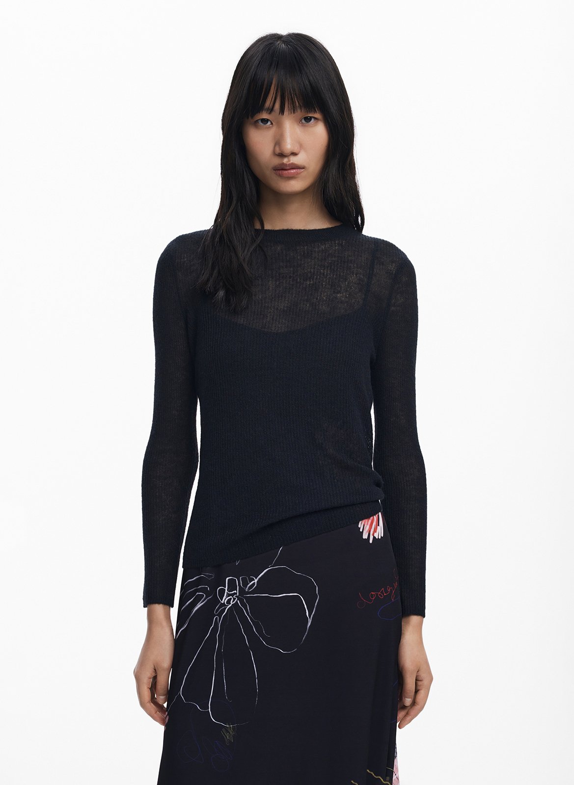 Robe midi à imprimé floral DESIGUAL Noir