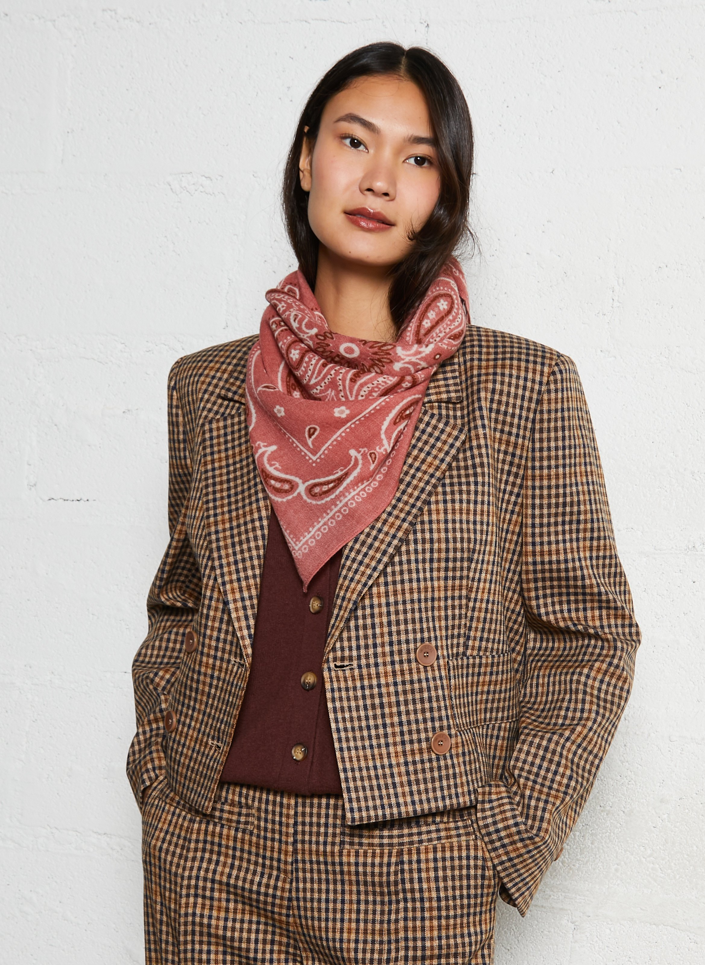 Veste oversize col tailleur à carreaux IMPERIAL Marron