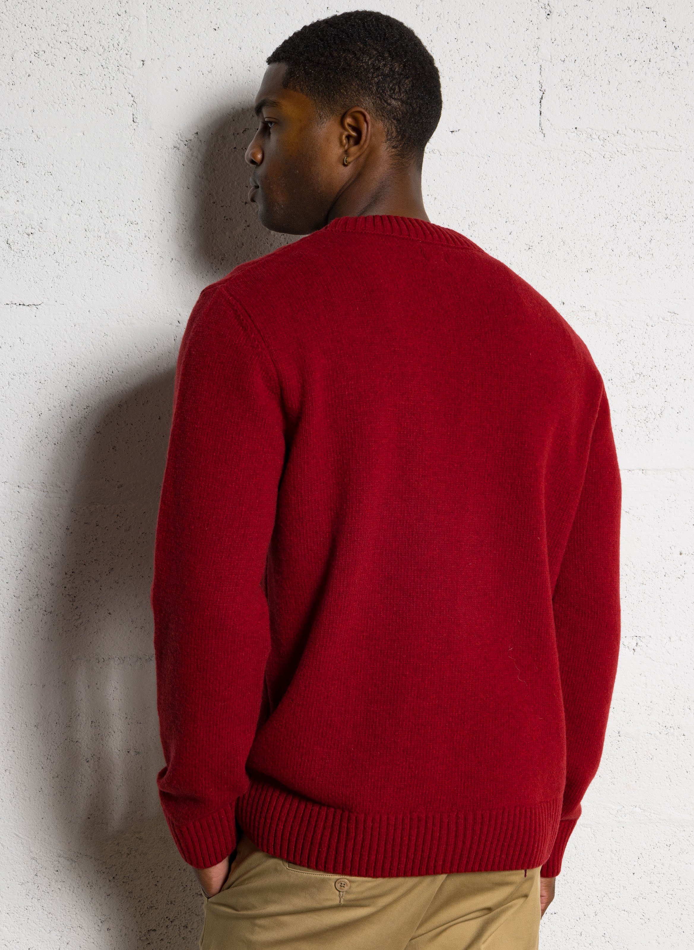Round-neck wool-blend straight-cut sweater AU PRINTEMPS PARIS Red