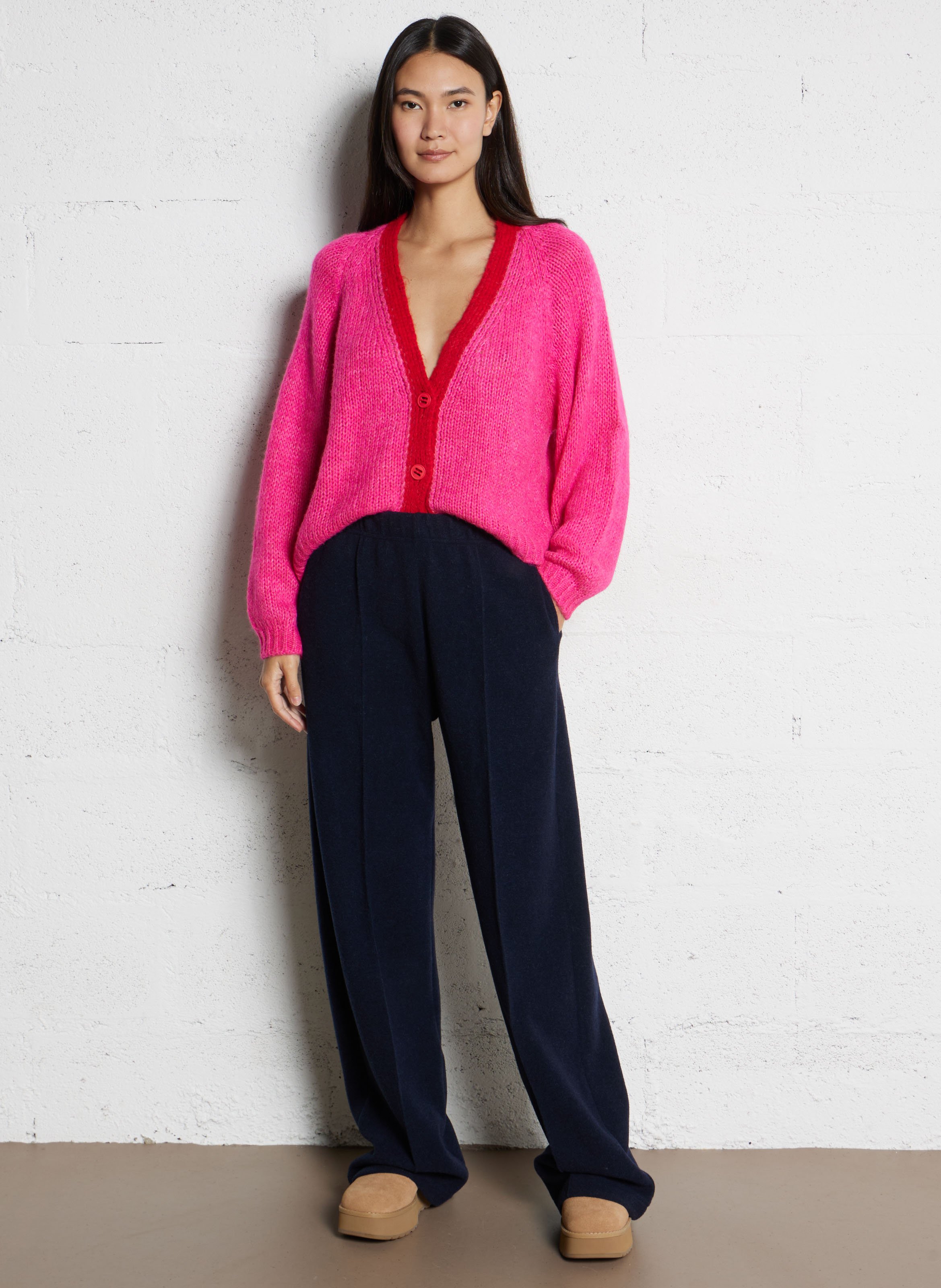 Pantalon large en laine mélangée BENSIMON Bleu